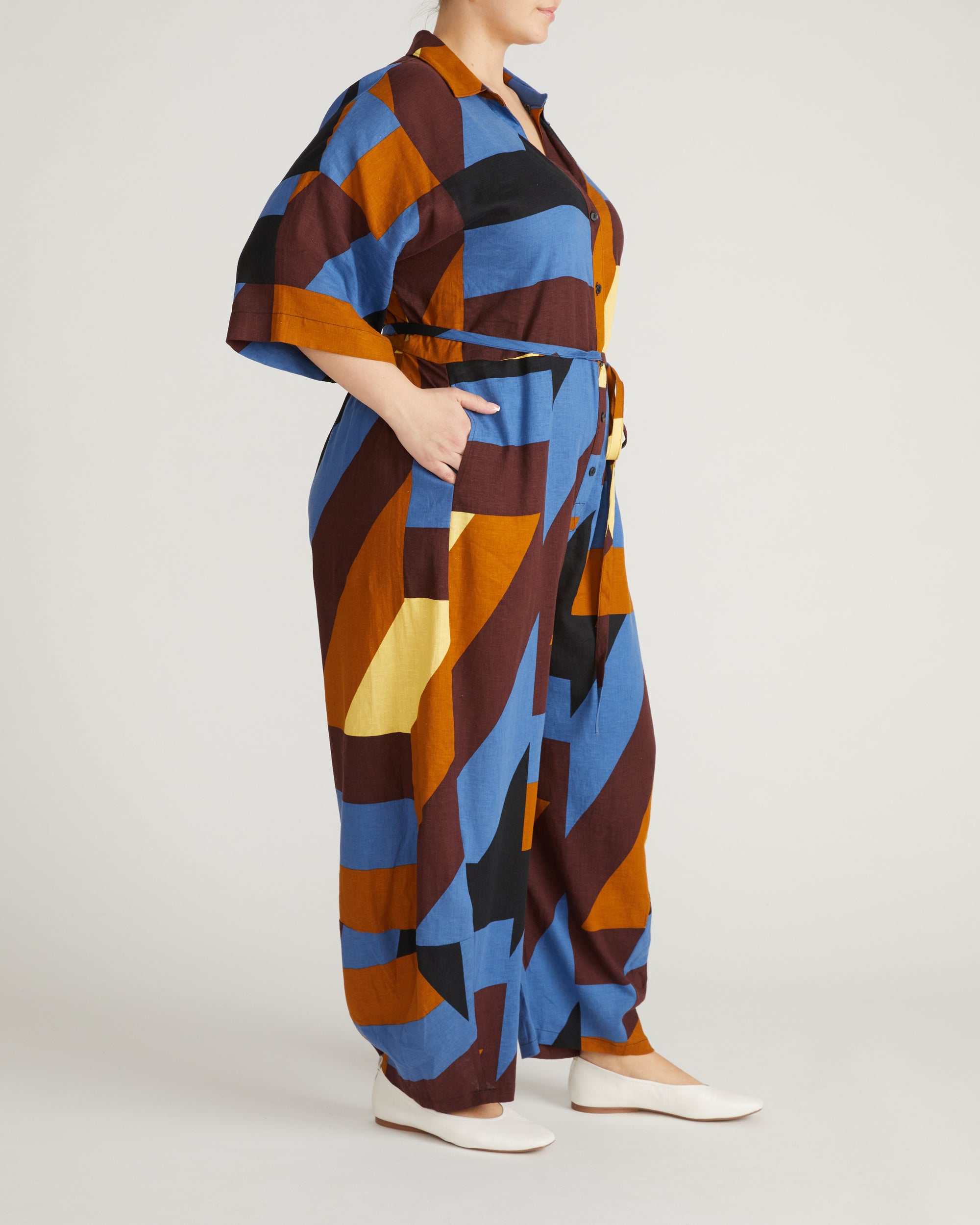 Maggie Barrel Leg Linen Jumpsuit - Beach Ombra Print | Plus Size & Straight Size Women's Fashion | Universal Standard