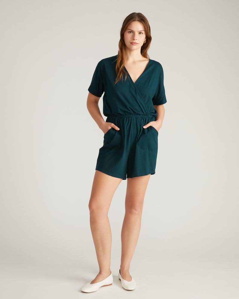 Nora Cross Front Romper - Deep Sea