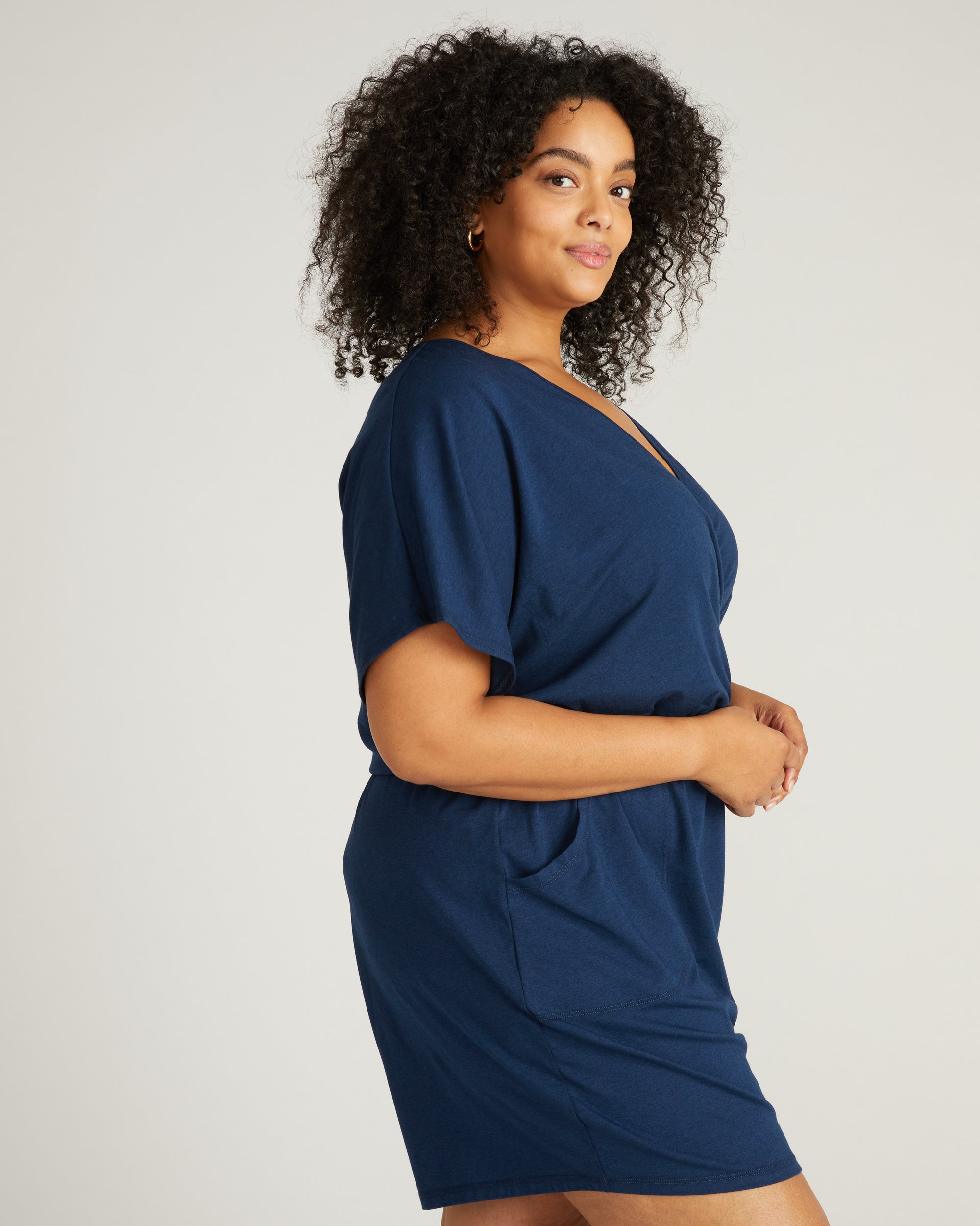 Nora Cross Front Romper - Pageant Blue