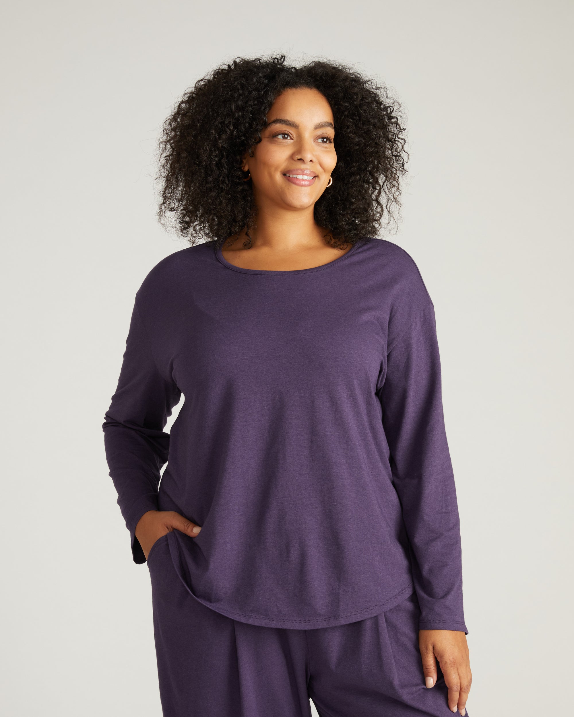 Pina Long Sleeve Lounge Tee - Anthracite