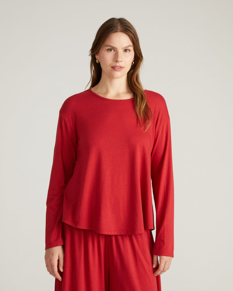 Pina Long Sleeve Lounge Tee - Raspberry