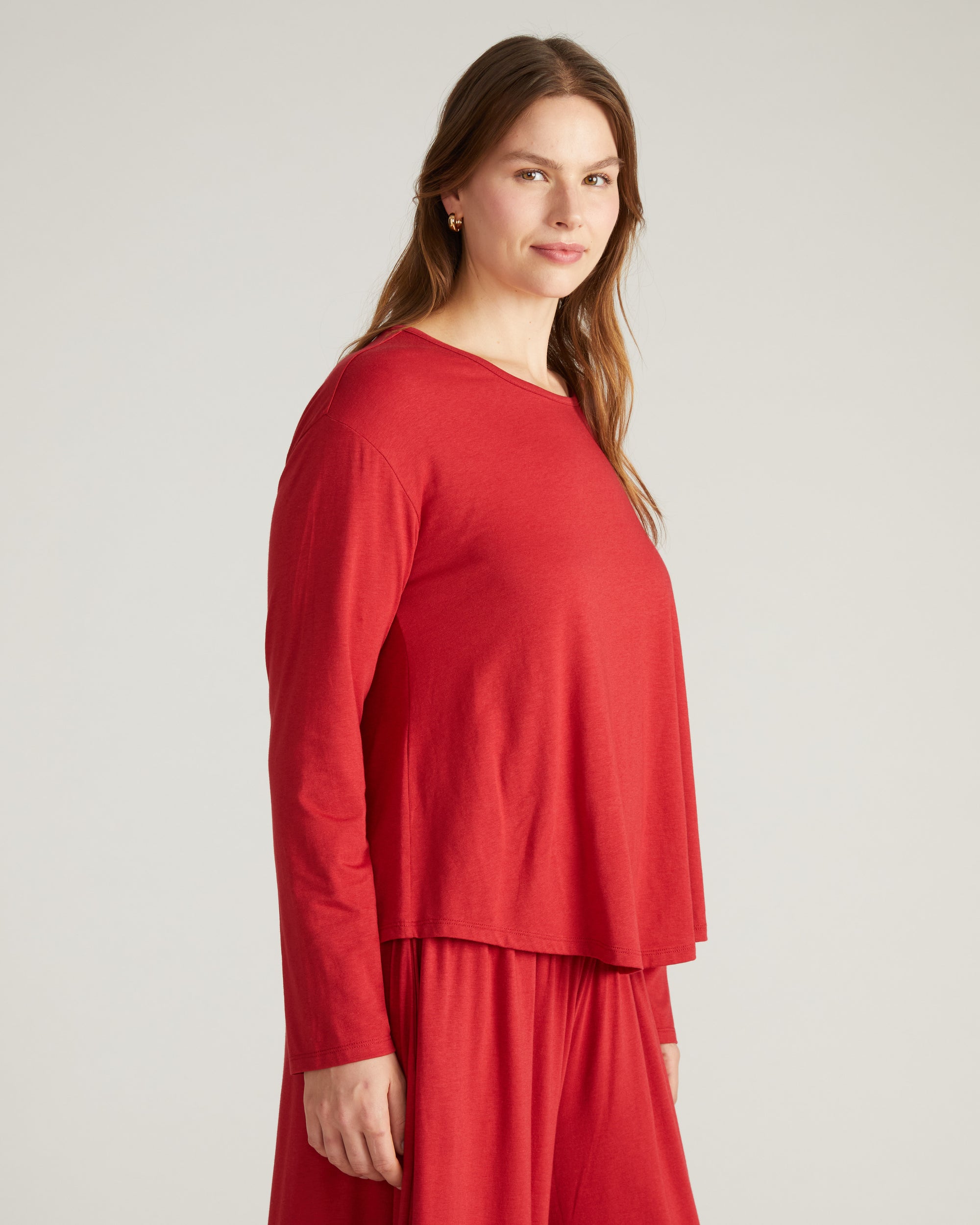 Pina Long Sleeve Lounge Tee - Raspberry