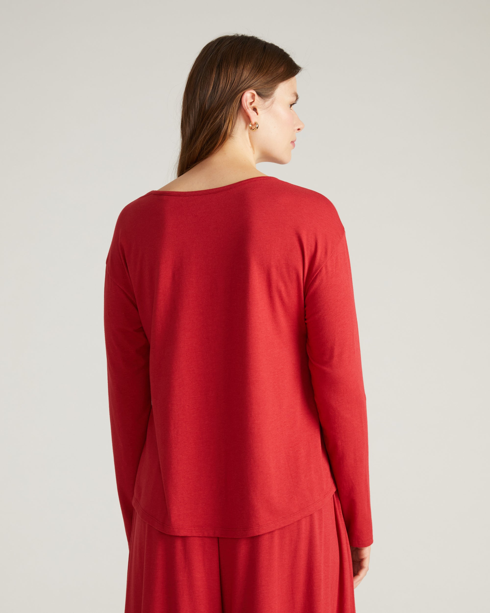 Pina Long Sleeve Lounge Tee - Raspberry
