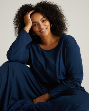 Pina Long Sleeve Lounge Tee - Pageant Blue | Plus Size & Straight Size Women's Fashion | Universal Standard