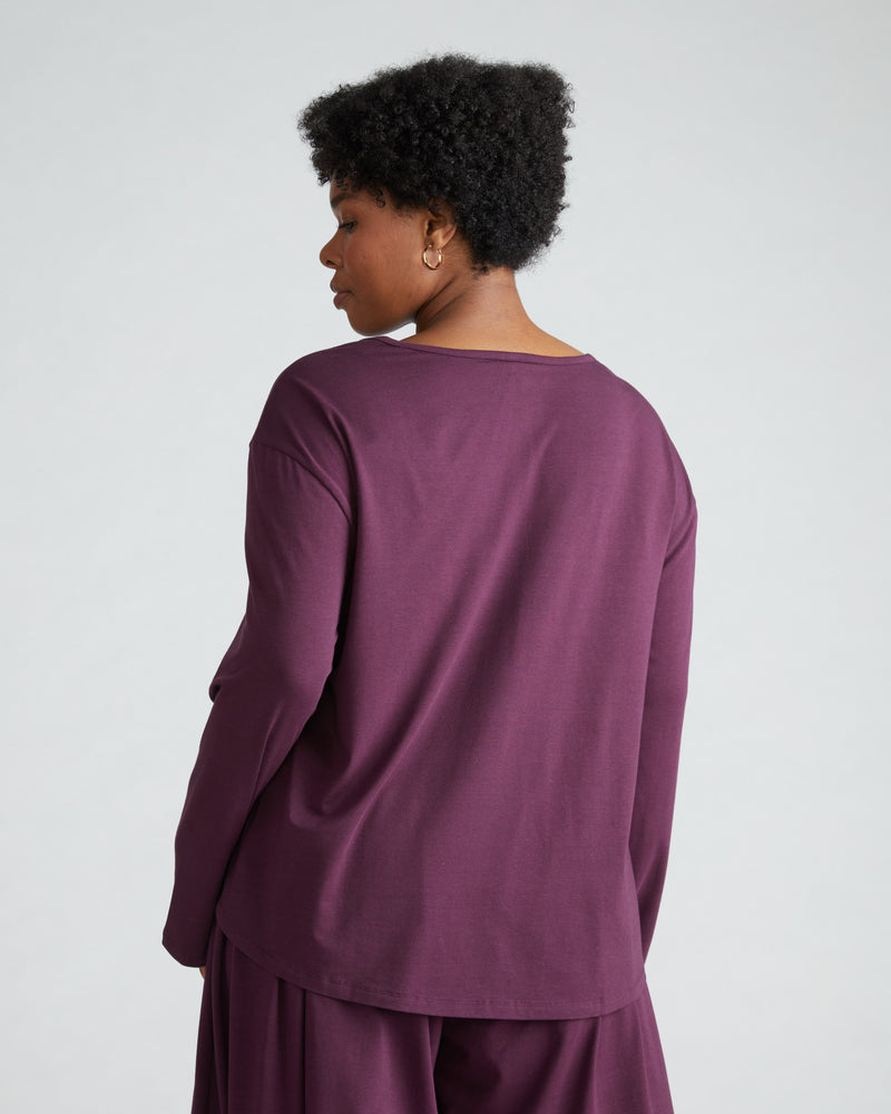 Pina Long Sleeve Lounge Tee - Acai