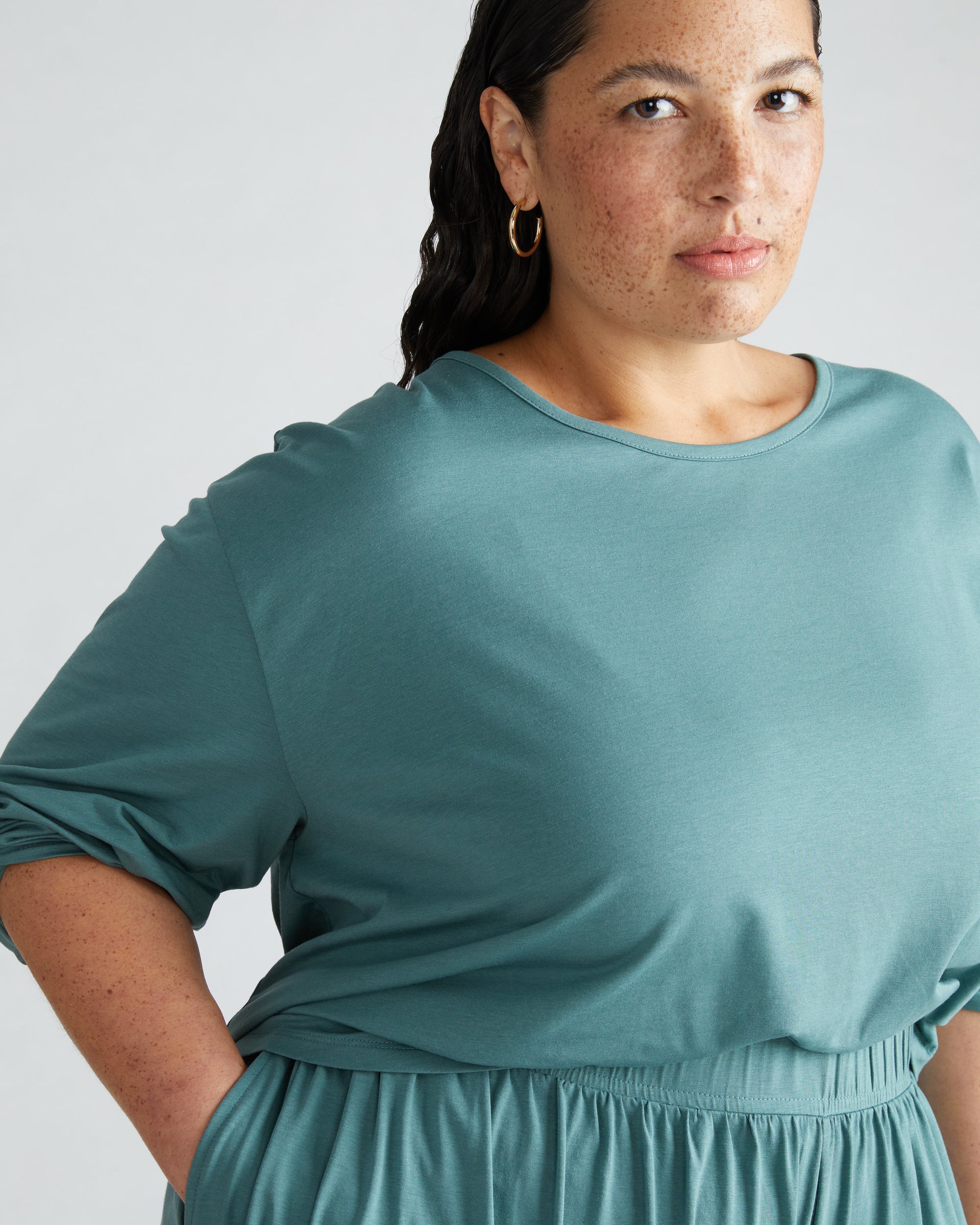 Pina Long Sleeve Lounge Tee - Libertas | Plus Size & Straight Size Women's Fashion | Universal Standard