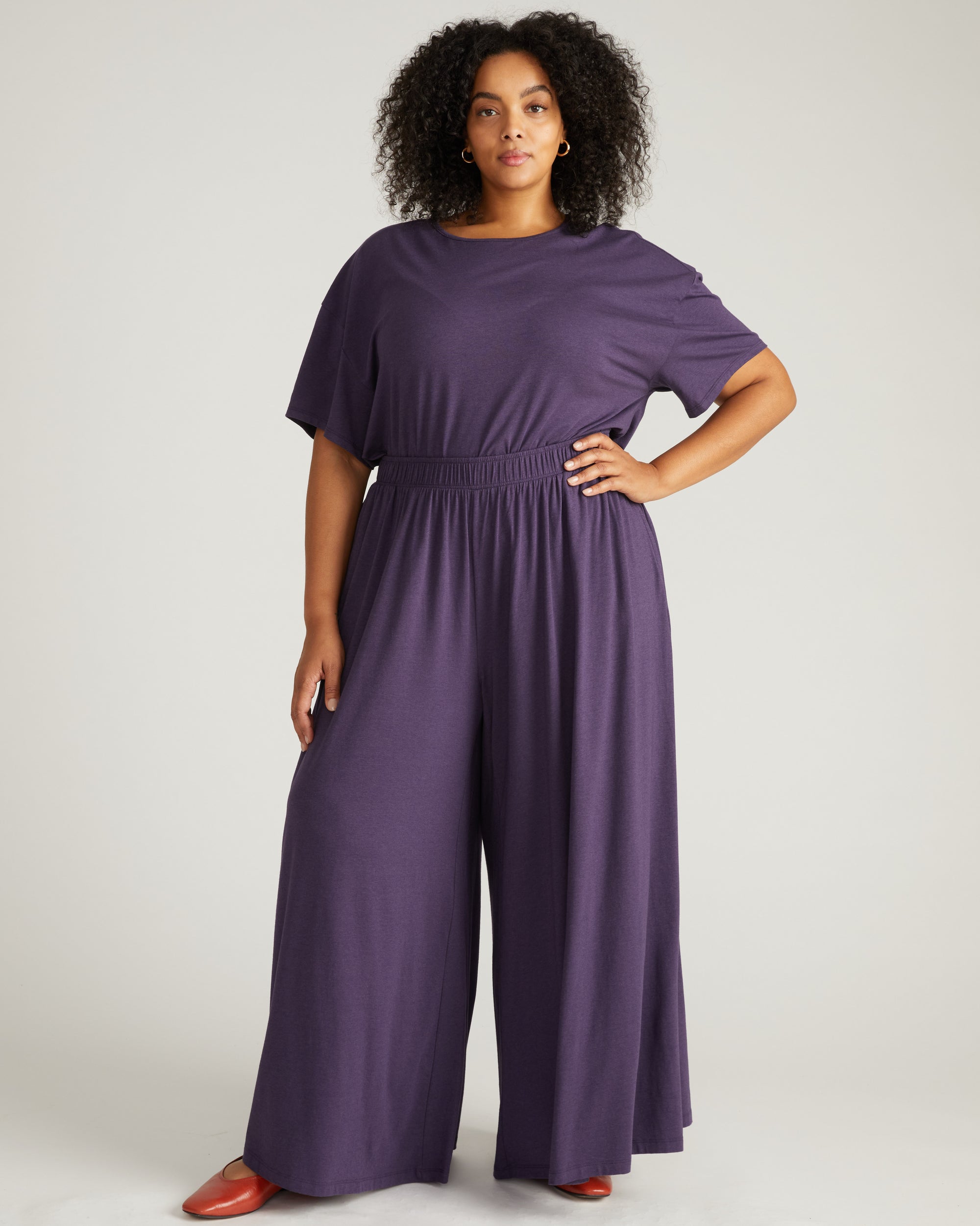 plus size purple dress pants Plus Size Breezy Everyday Crop Pant s In Purple