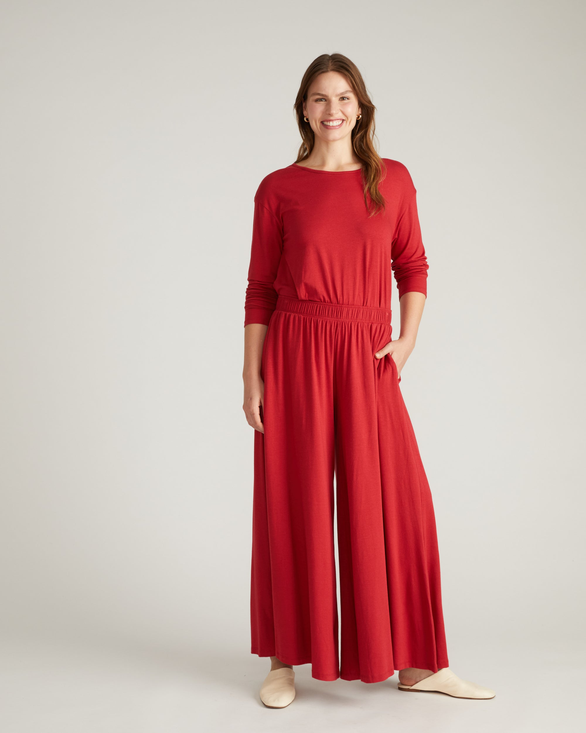 Isadora Wide Leg Lounge Pants - Raspberry