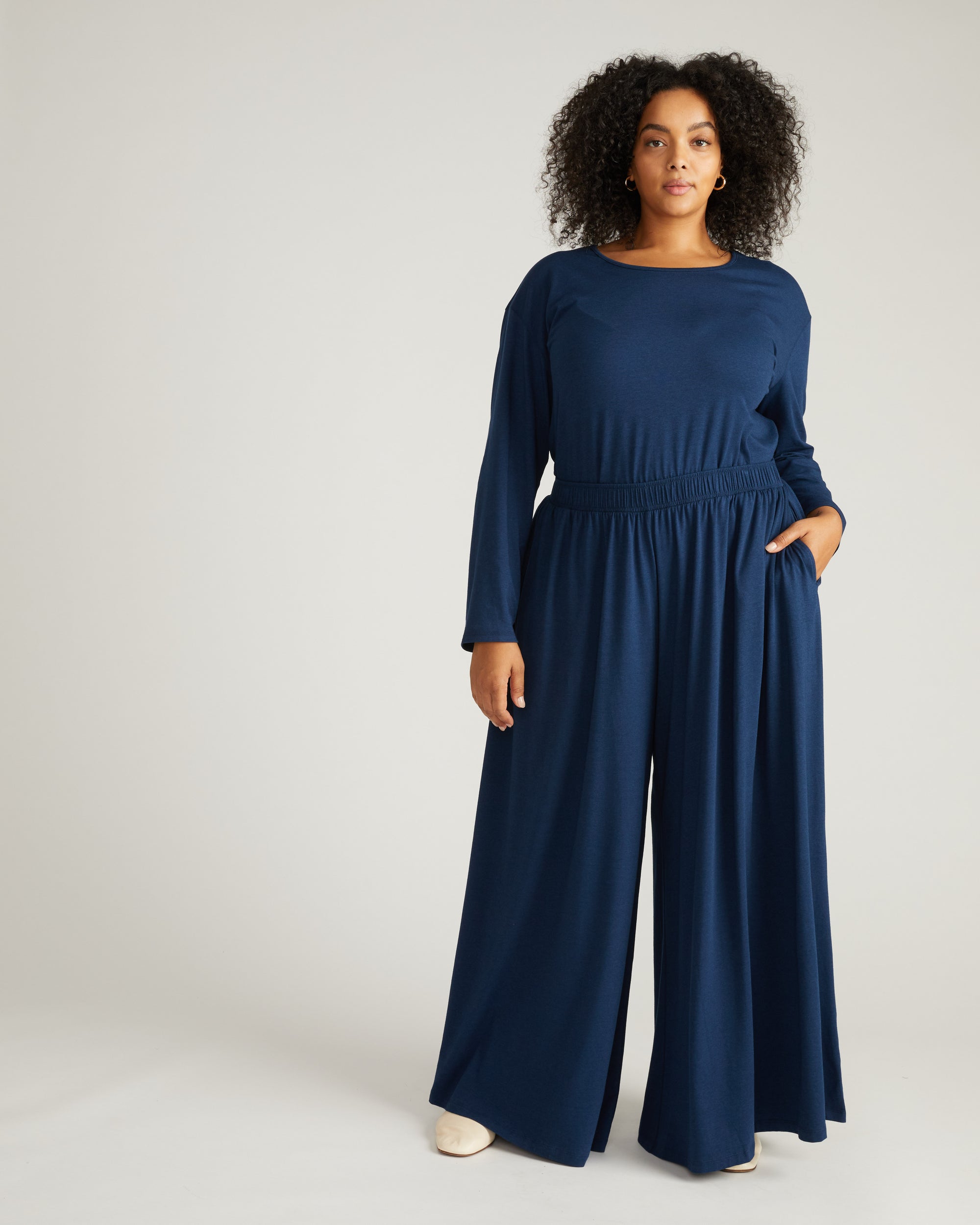 Isadora Wide Leg Lounge Pants - Pageant Blue