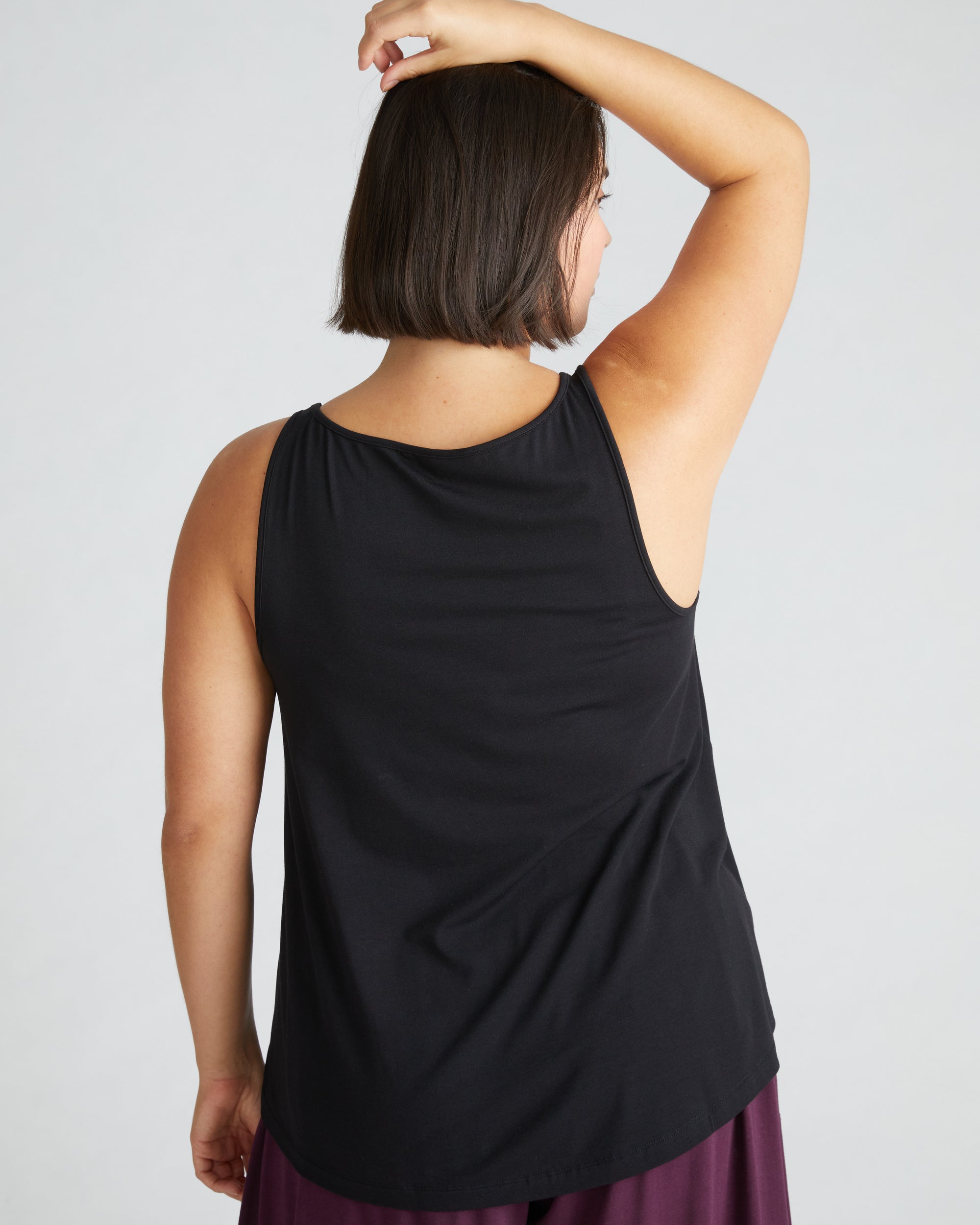 Woman wearing Trisha Lounge Tank - Black from Final Few