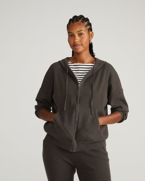 é shaggy knit zipper hoodie アイボリー Oversized Cable Knit Zip-Up Hooded Sweater CG421 - Acubi style