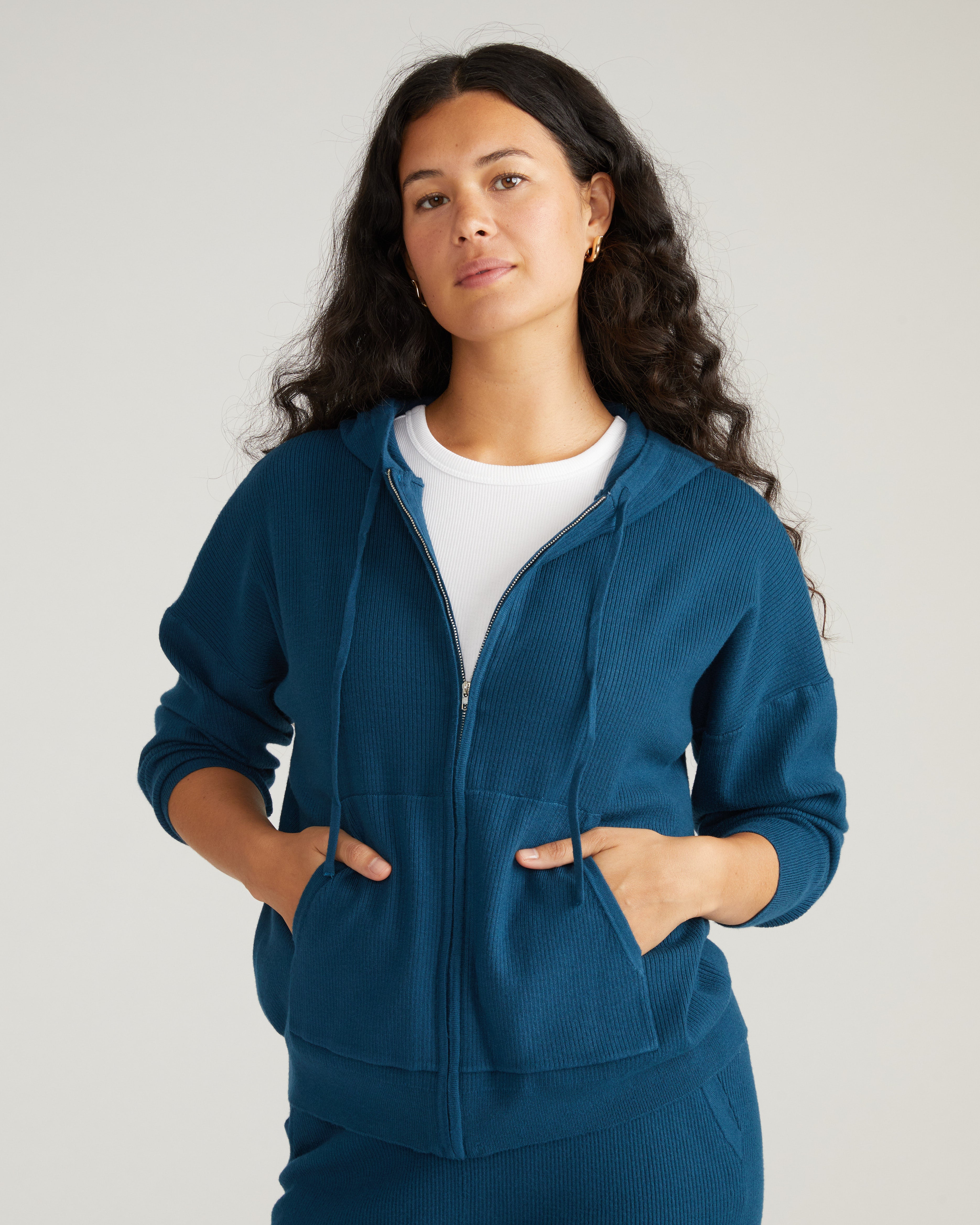 Knitted Mila Zip Hoodie - Deep Teal – Universal Standard