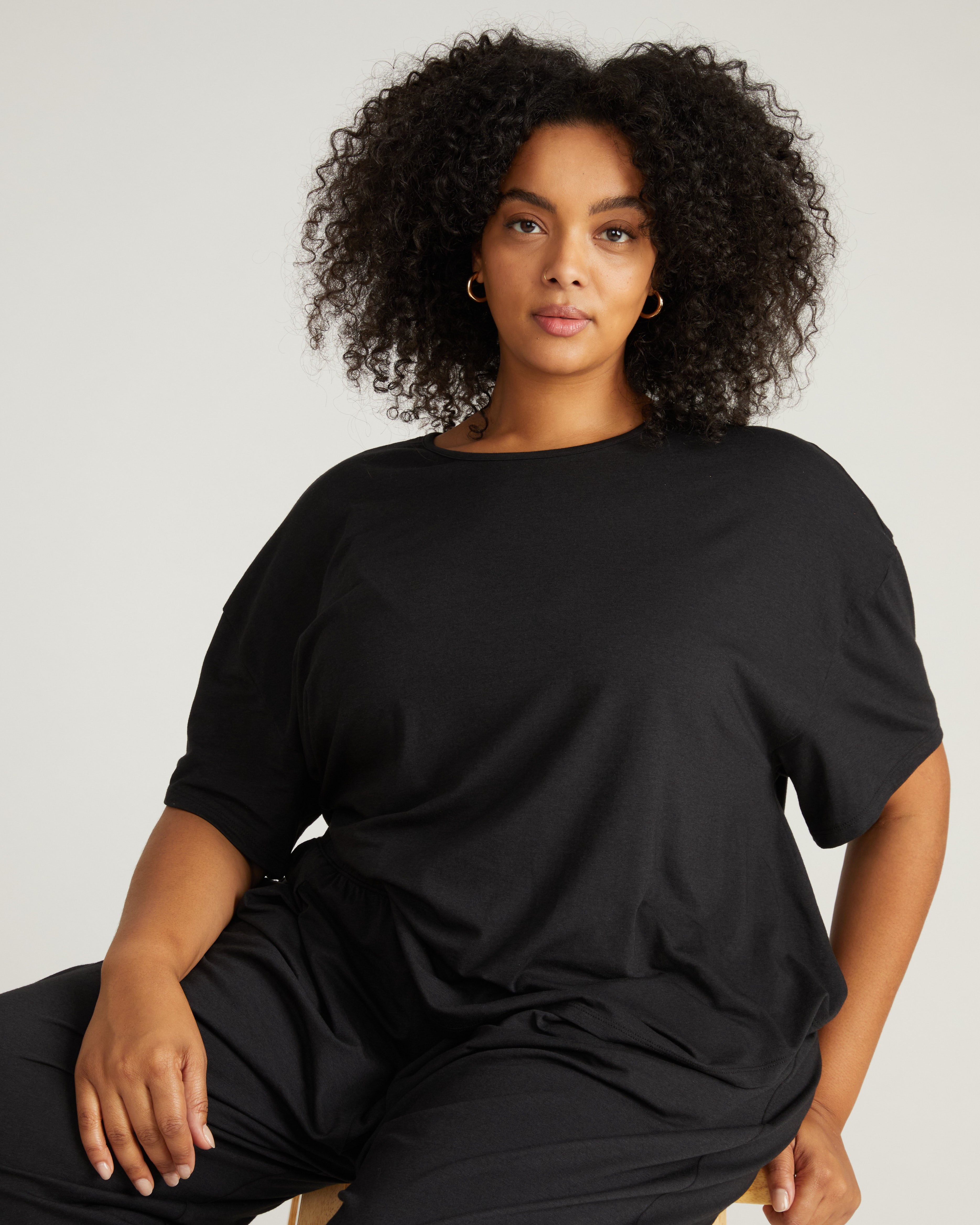 Pina Short Sleeve Lounge Tee - Black