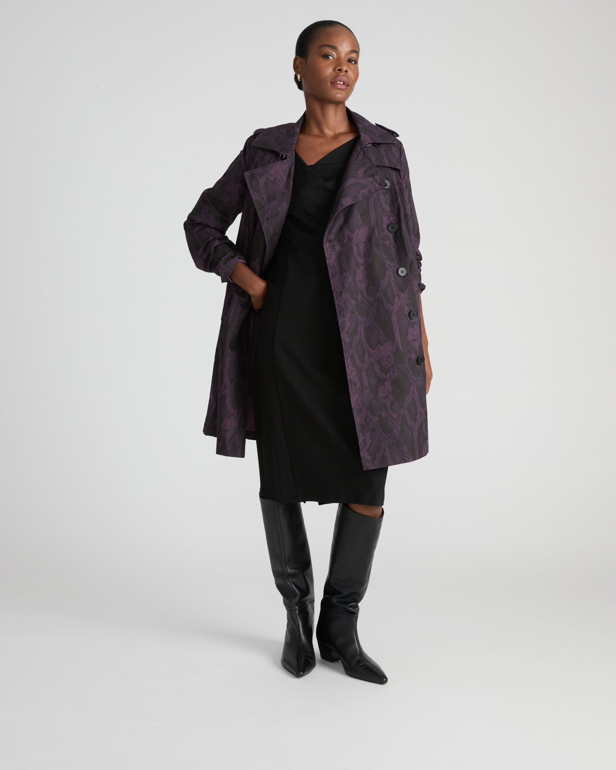 Derjon Trench Coat - Gamay Serpent Print | Plus Size & Straight Size Women's Fashion | Universal Standard