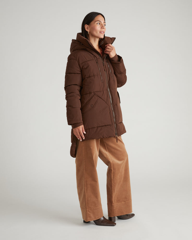 Matterhorn Mid Hooded Puffer - Coffee | Plus Size & Straight Size Women's Fashion | Universal Standard