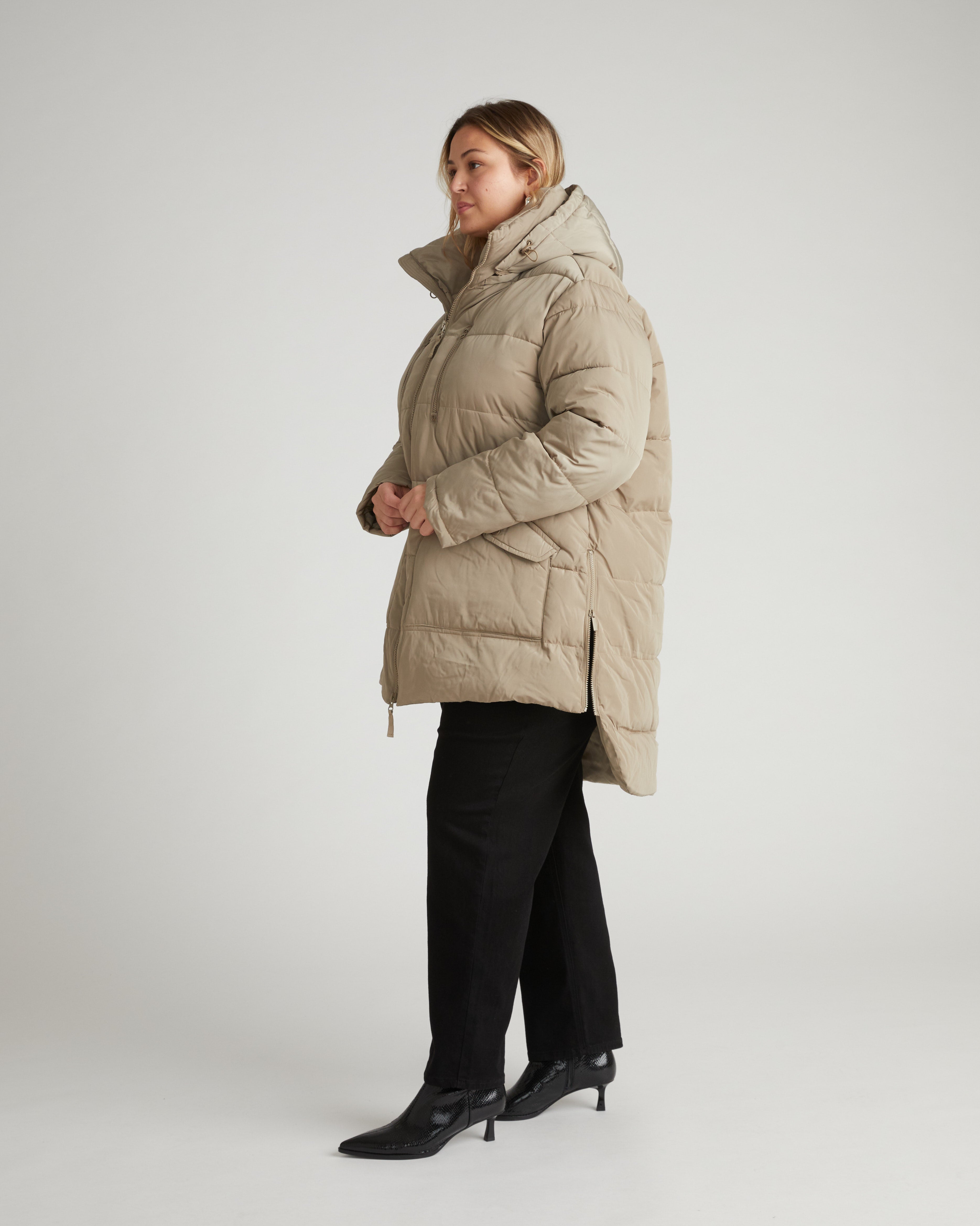 Matterhorn Mid Hooded Puffer - Mushroom Stone – Universal Standard