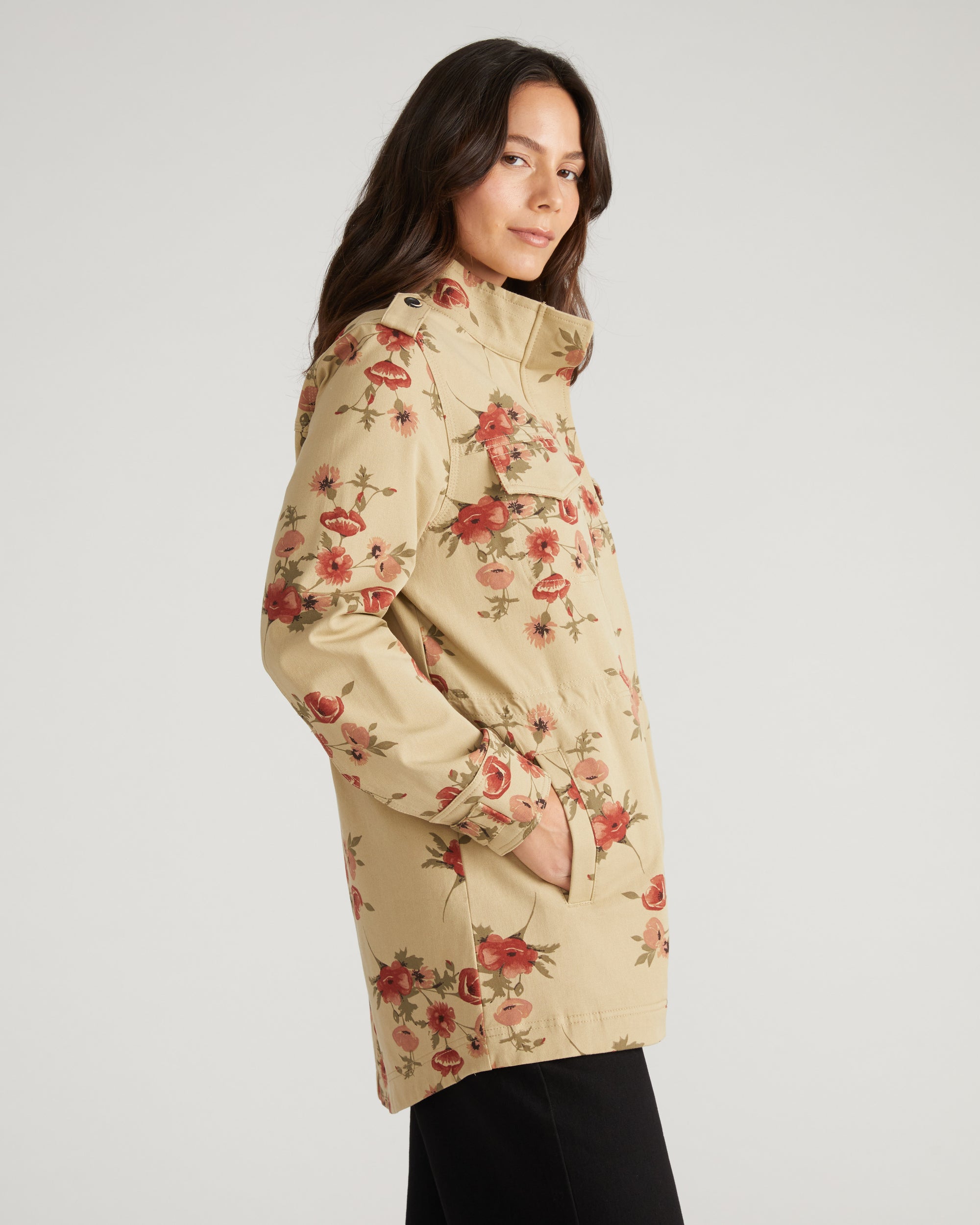 Vineyard Stretch Cotton Twill Jacket - Wild Flower Bouquet Print