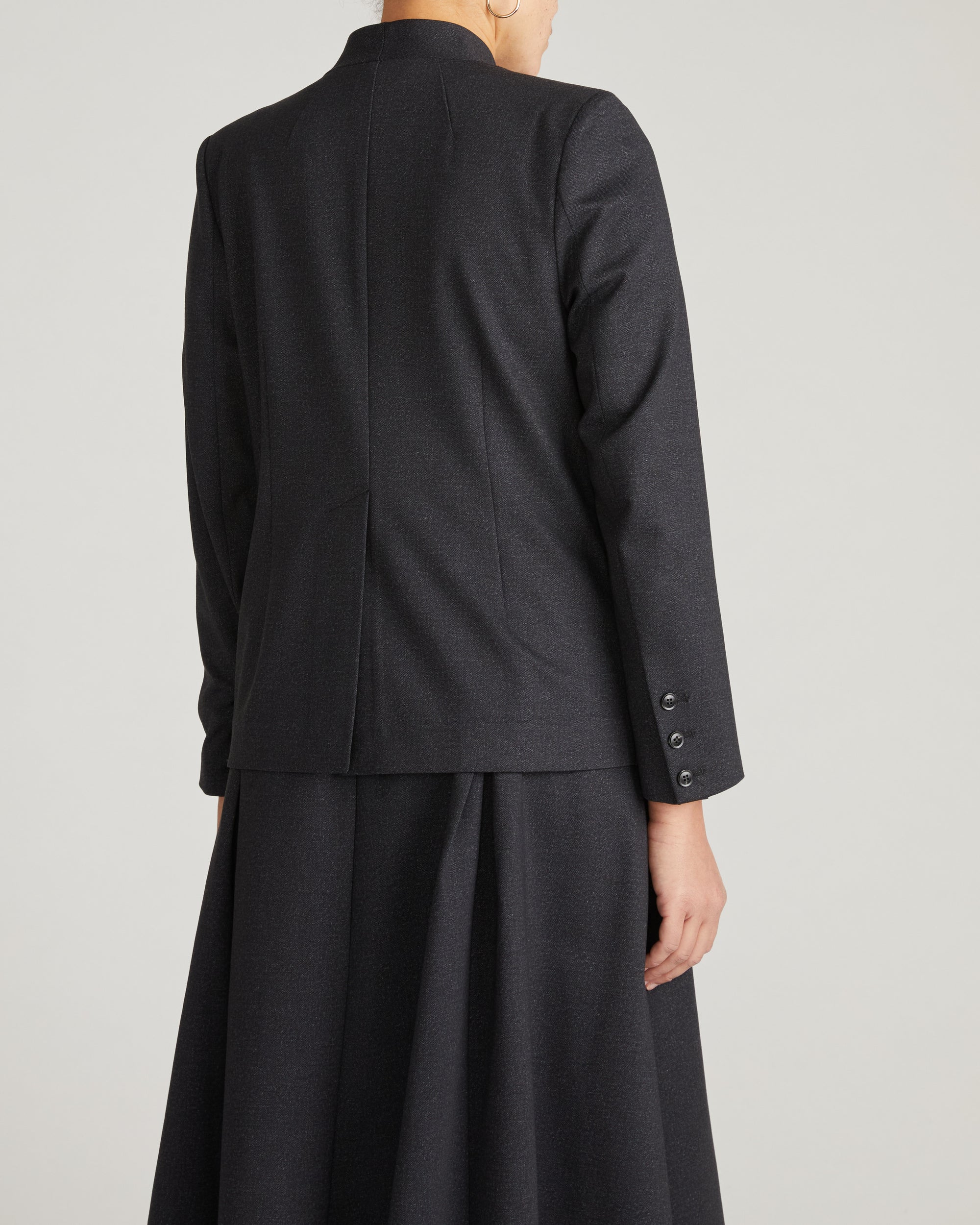 Lennox Collarless Ponte Blazer - Charcoal Denim