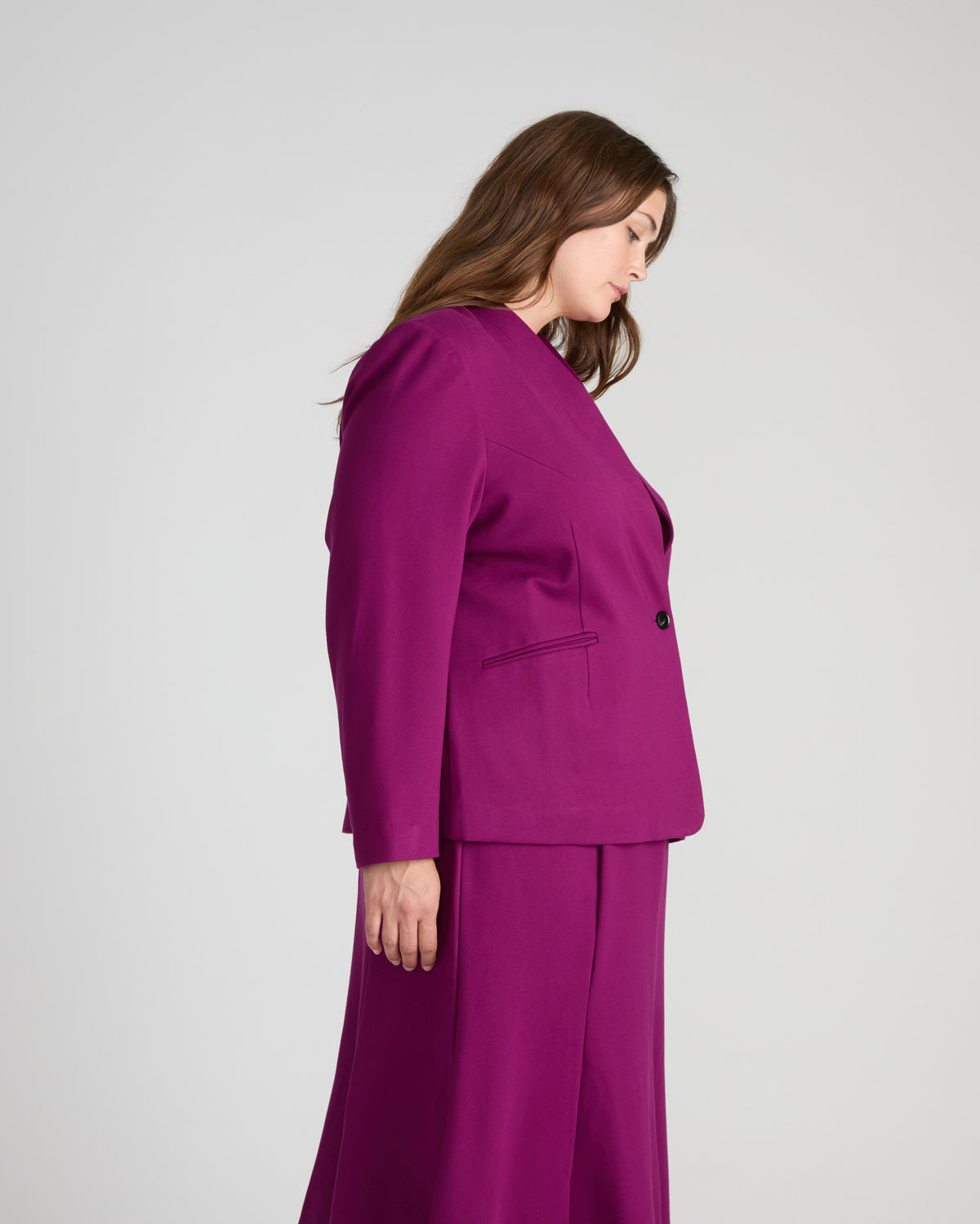 Lennox Collarless Ponte Blazer - Plum Caspia | Plus Size & Straight Size Women's Fashion | Universal Standard
