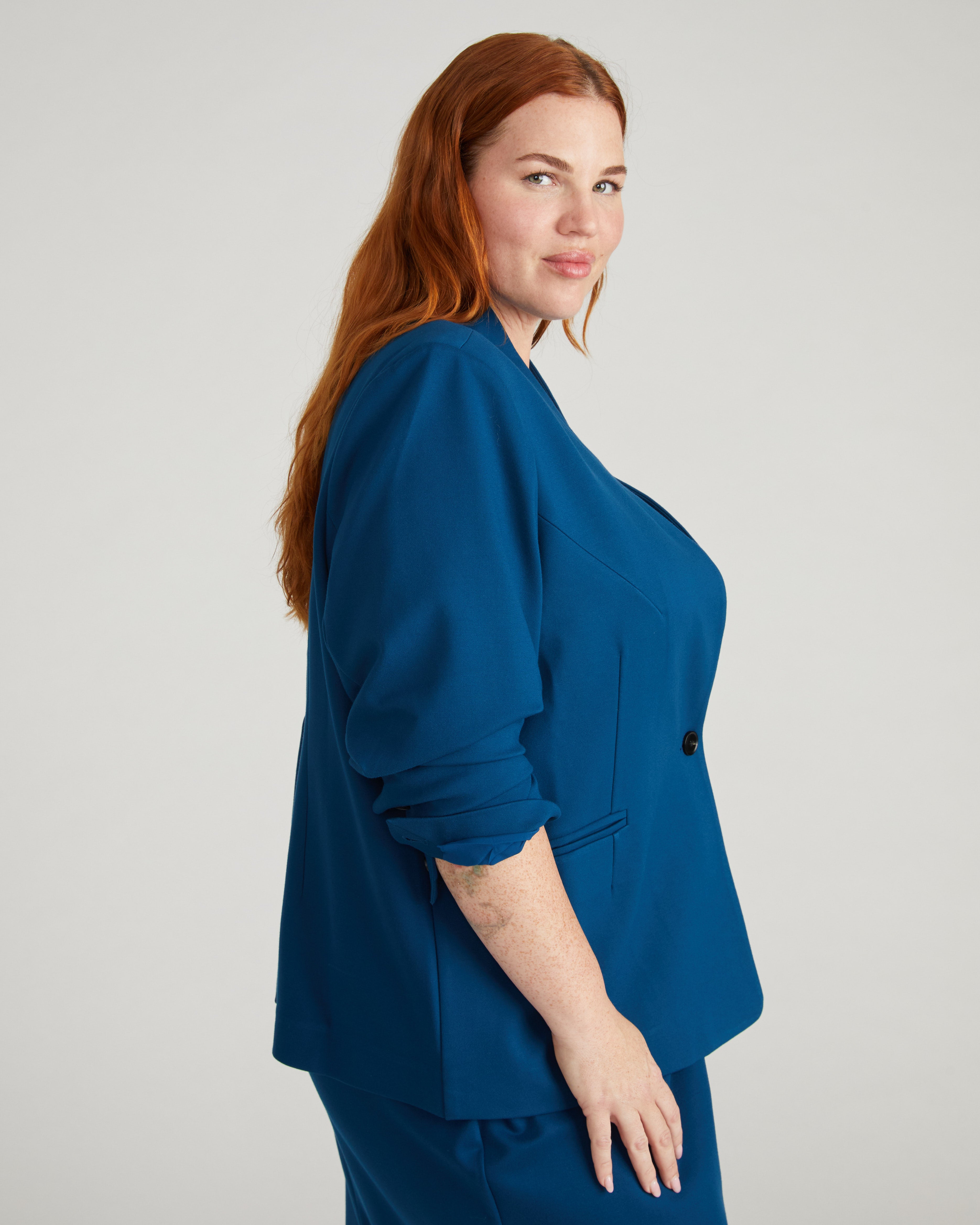 Lennox Collarless Ponte Blazer - Deep Teal – Universal Standard