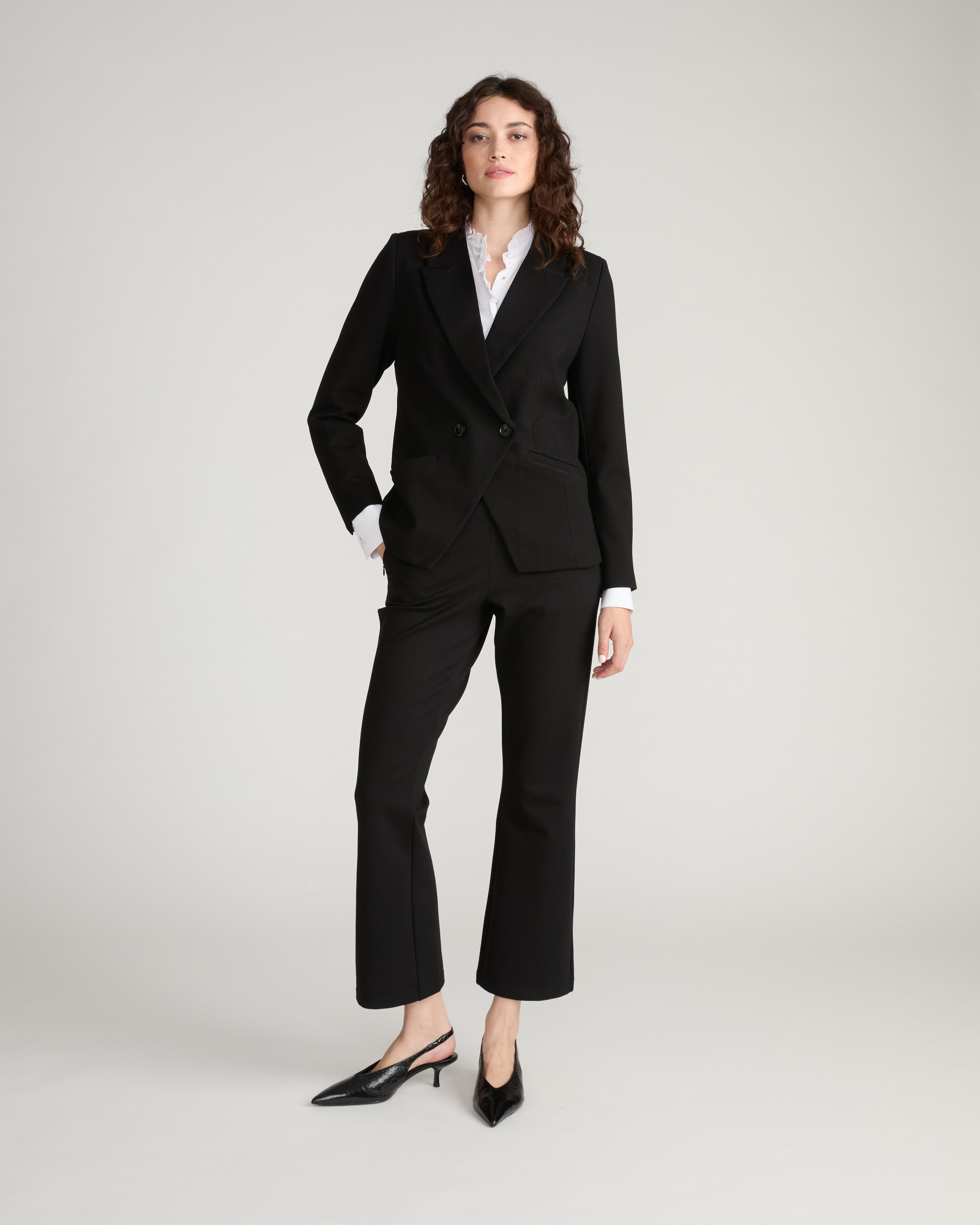 Bianca Double Breasted Ponte Blazer - Black – Universal Standard