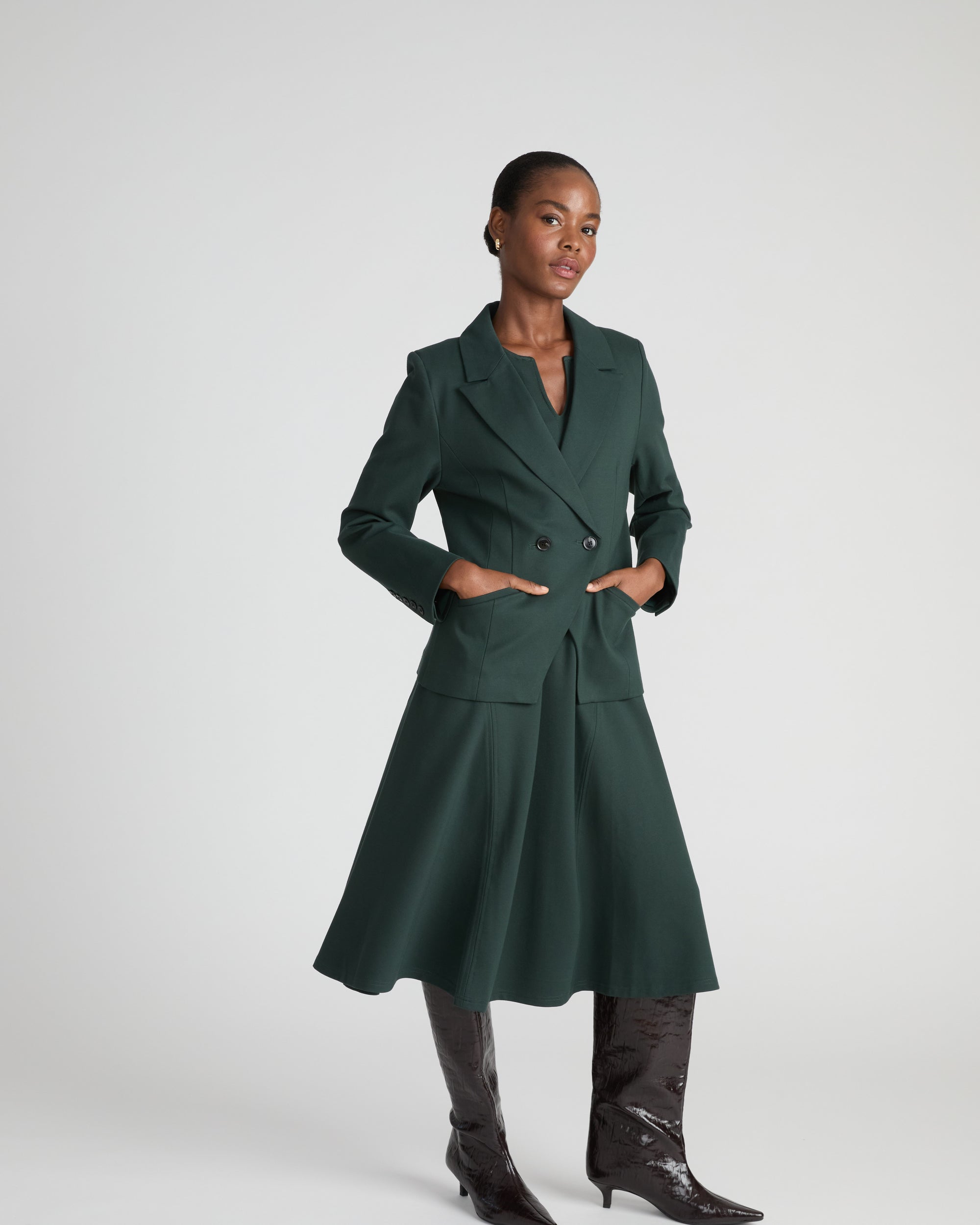 Bianca Double Breasted Ponte Blazer - Green Gemstone | Plus Size & Straight Size Women's Fashion | Universal Standard