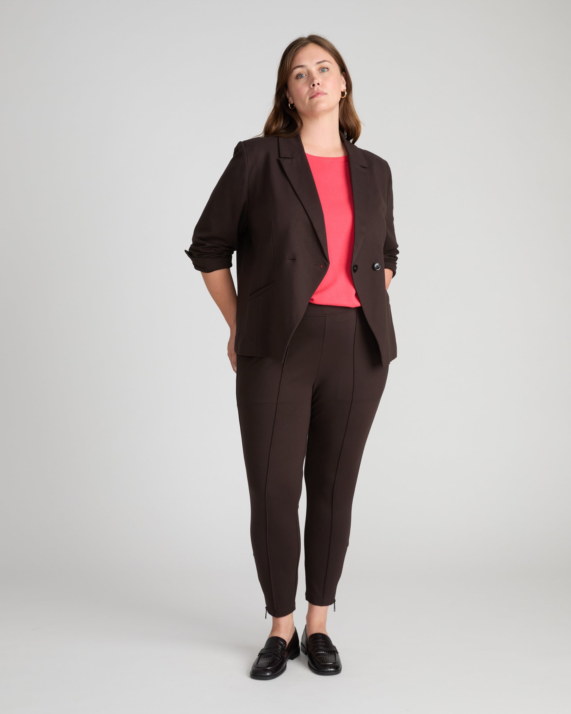 Bianca Double Breasted Ponte Blazer - Espresso | Plus Size & Straight Size Women's Fashion | Universal Standard
