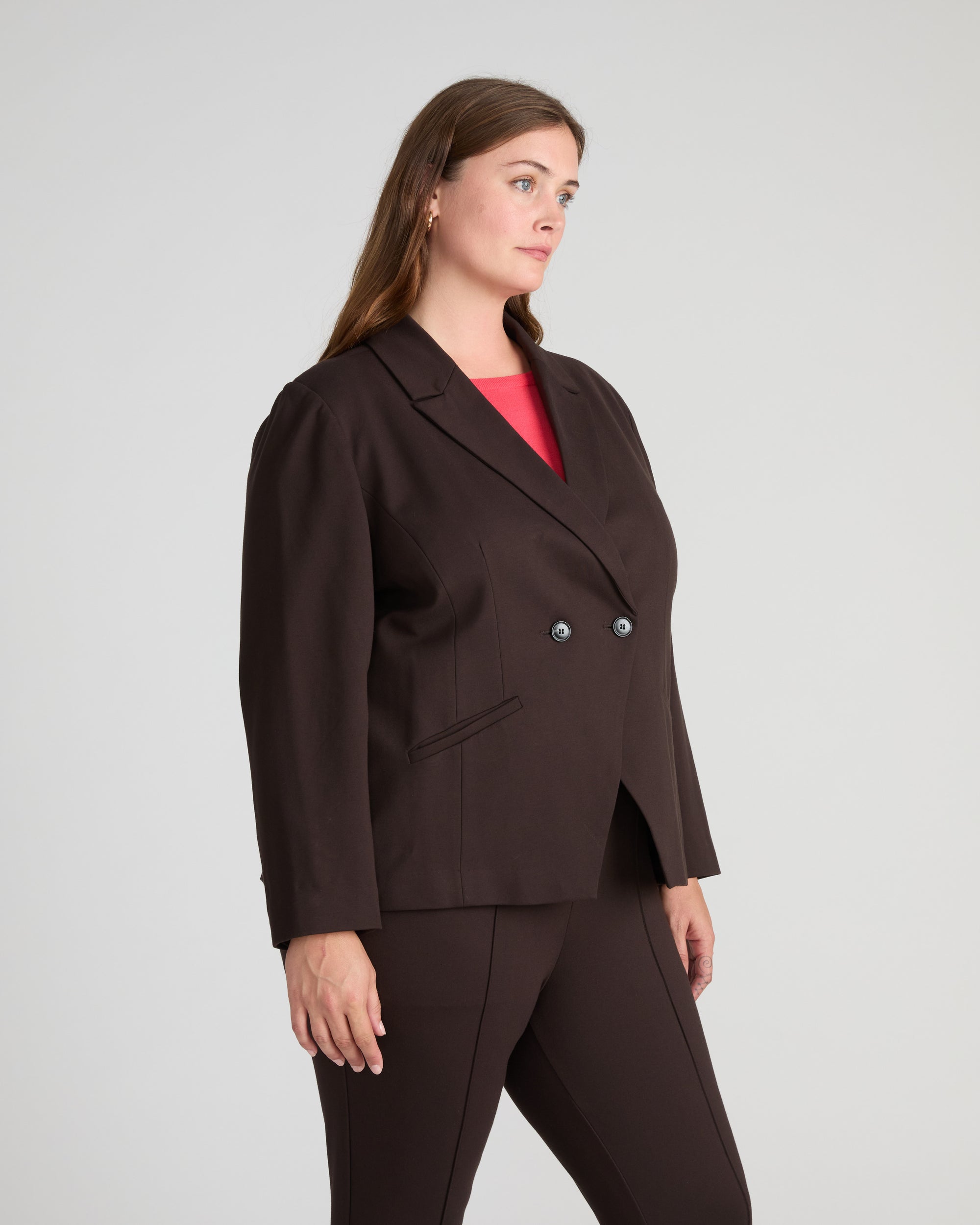 Bianca Double Breasted Ponte Blazer - Espresso | Plus Size & Straight Size Women's Fashion | Universal Standard