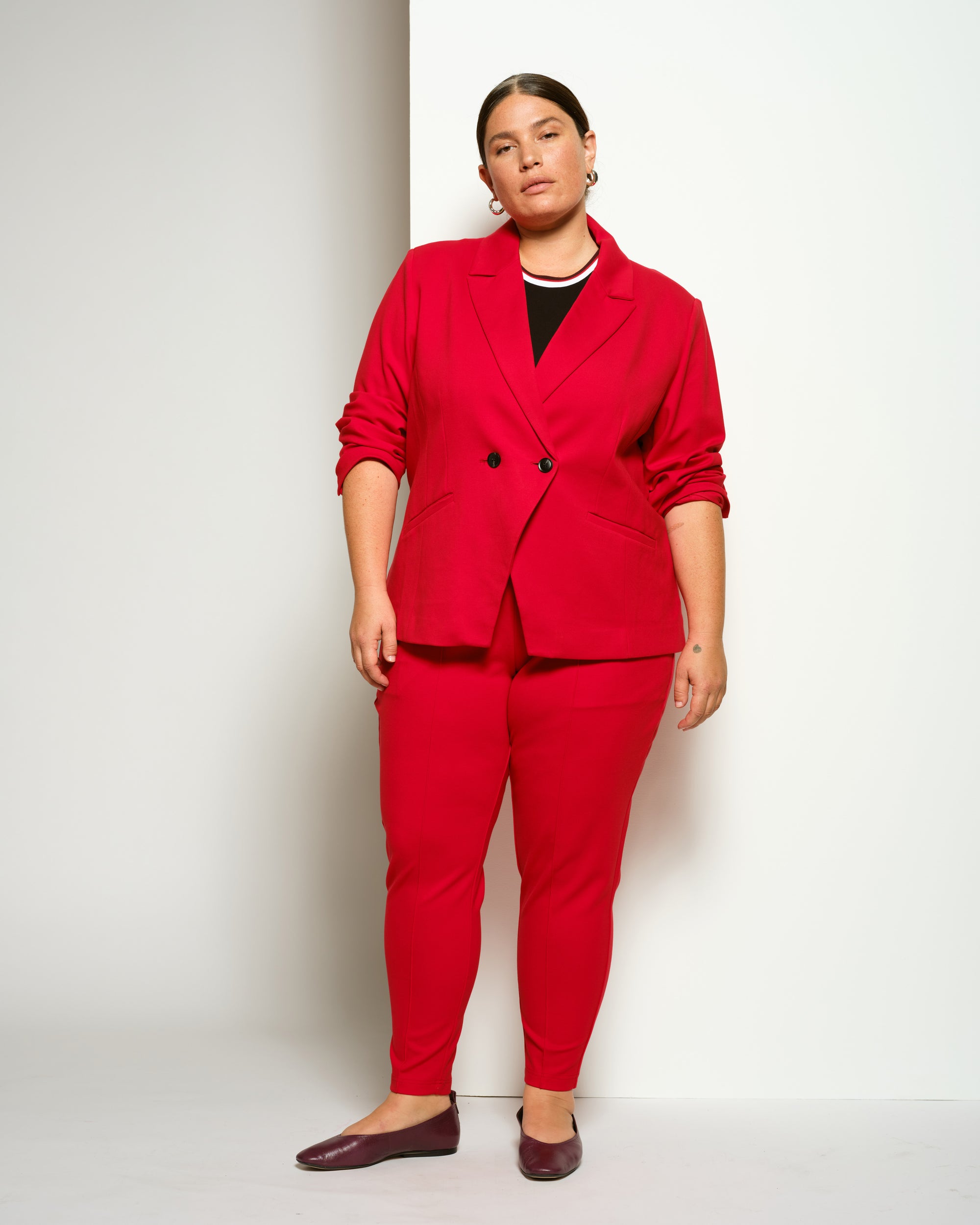 Bianca Double Breasted Ponte Blazer - Vermilion Red | Plus Size & Straight Size Women's Fashion | Universal Standard
