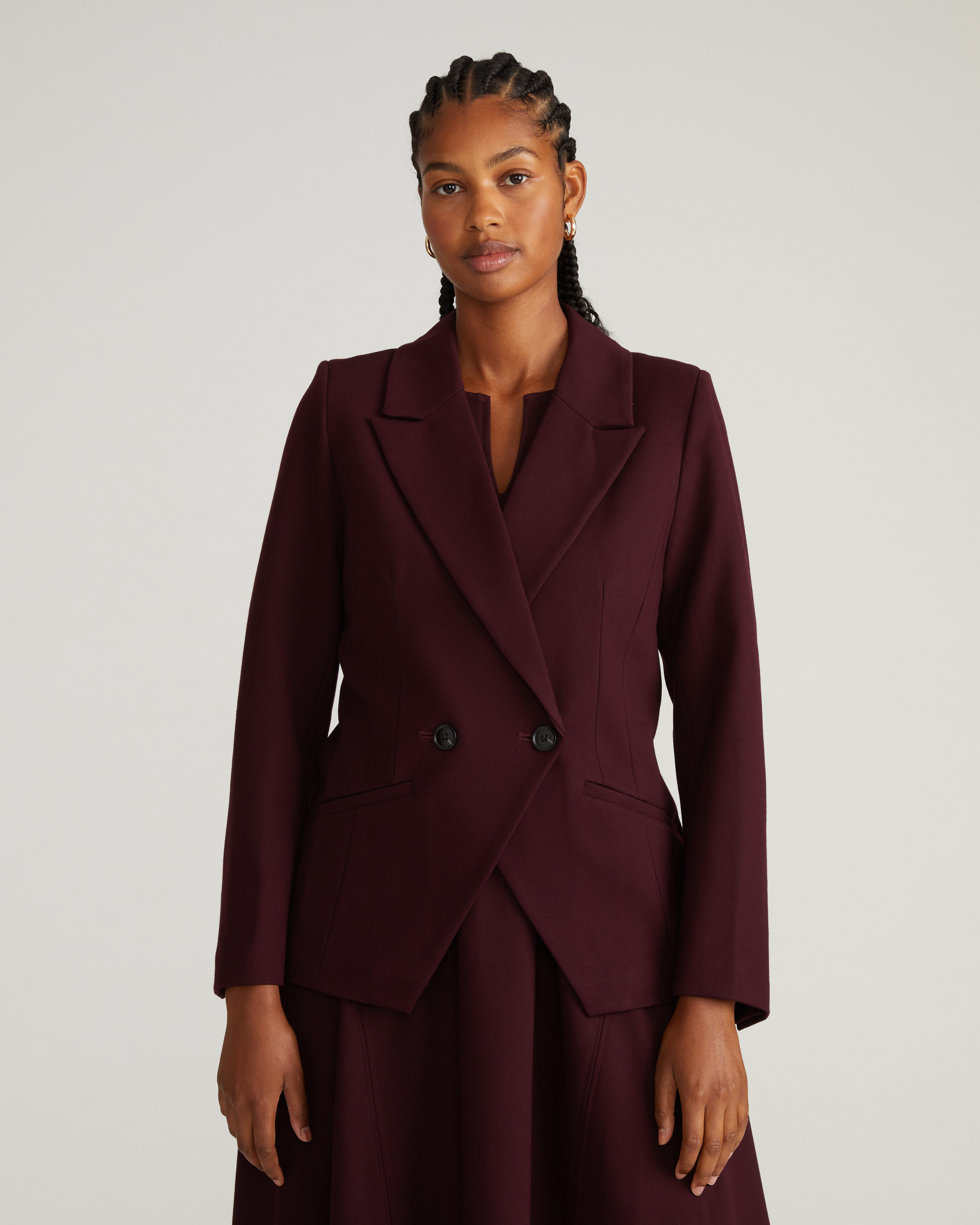 Bianca Double Breasted Ponte Blazer - Black Cherry – Universal