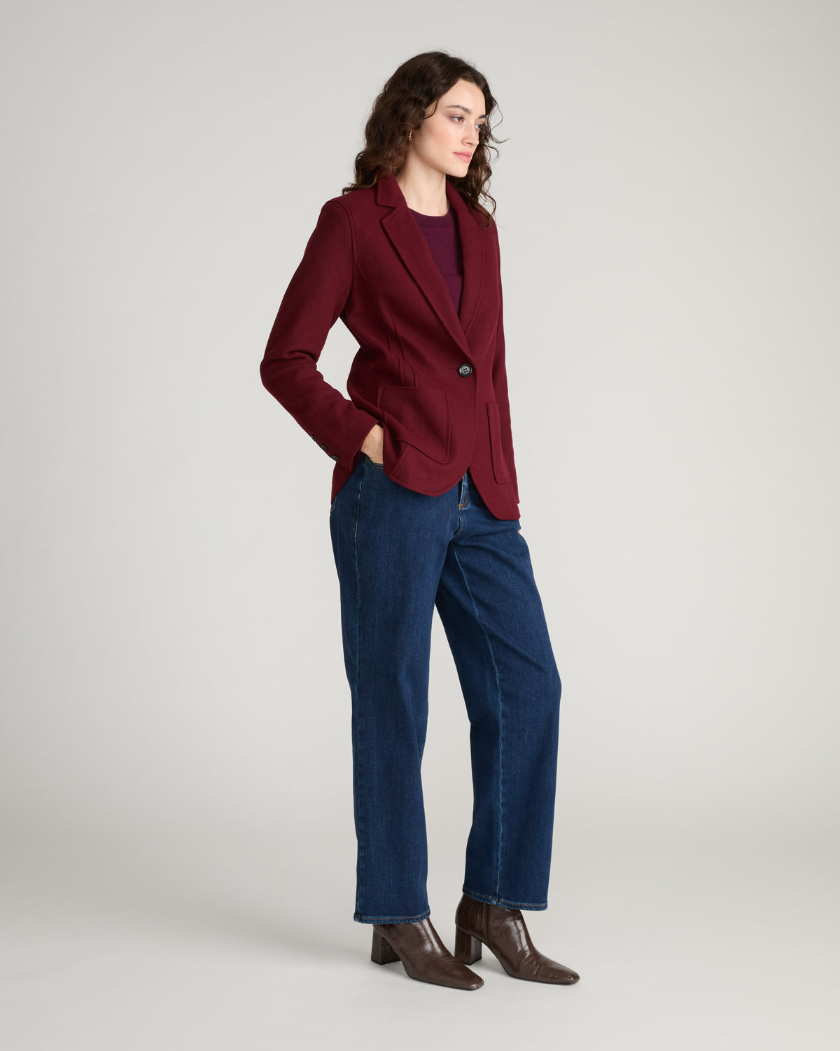 Kidjo Tailored Wool Blend Jacket - Deep Red
