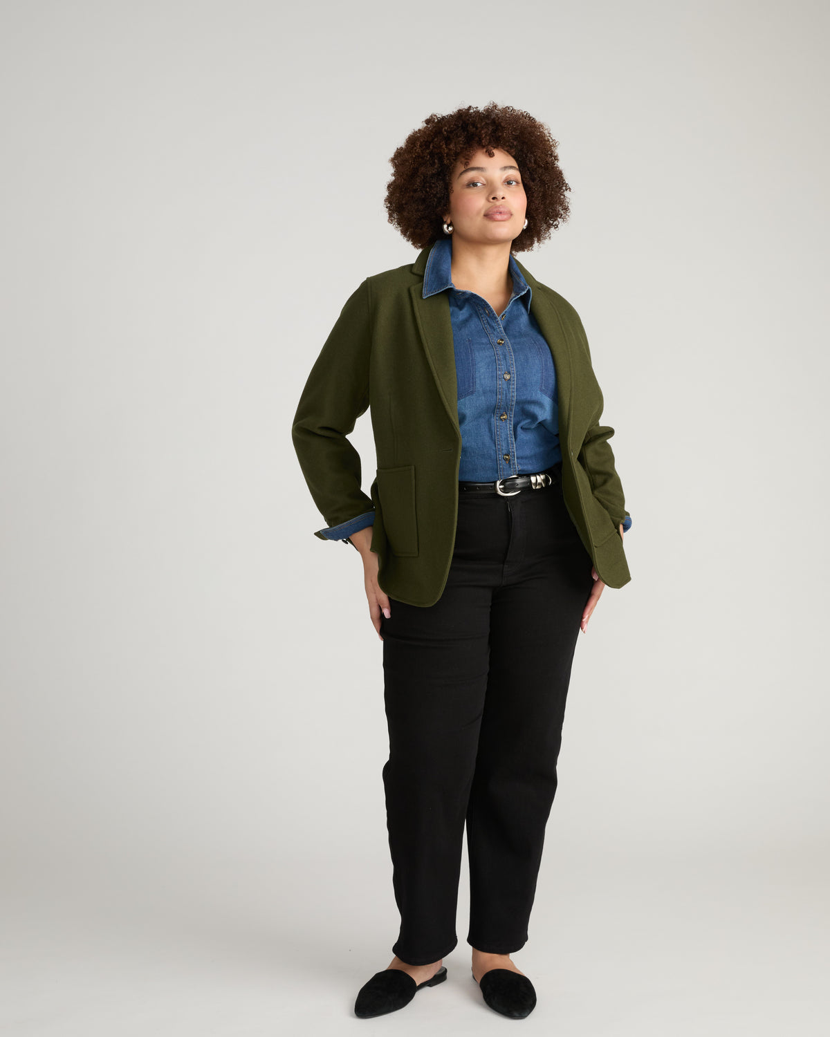 Kidjo Tailored Wool Blend Jacket - Deep Moss