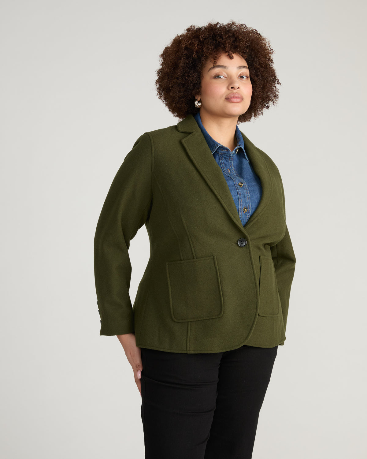 Kidjo Tailored Wool Blend Jacket - Deep Moss