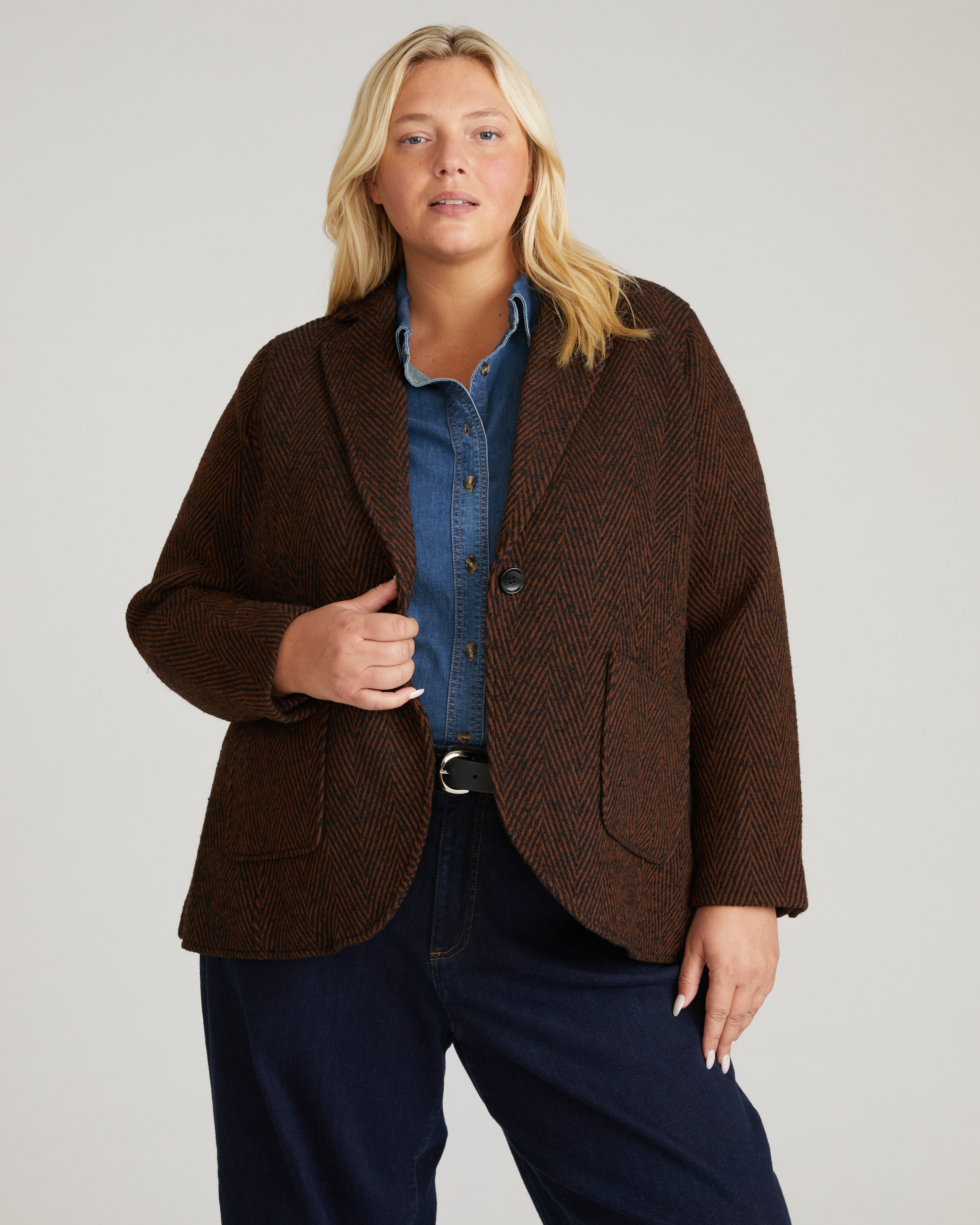 Kidjo Tailored Wool Jacket - Black/Brown Herringbone – Universal