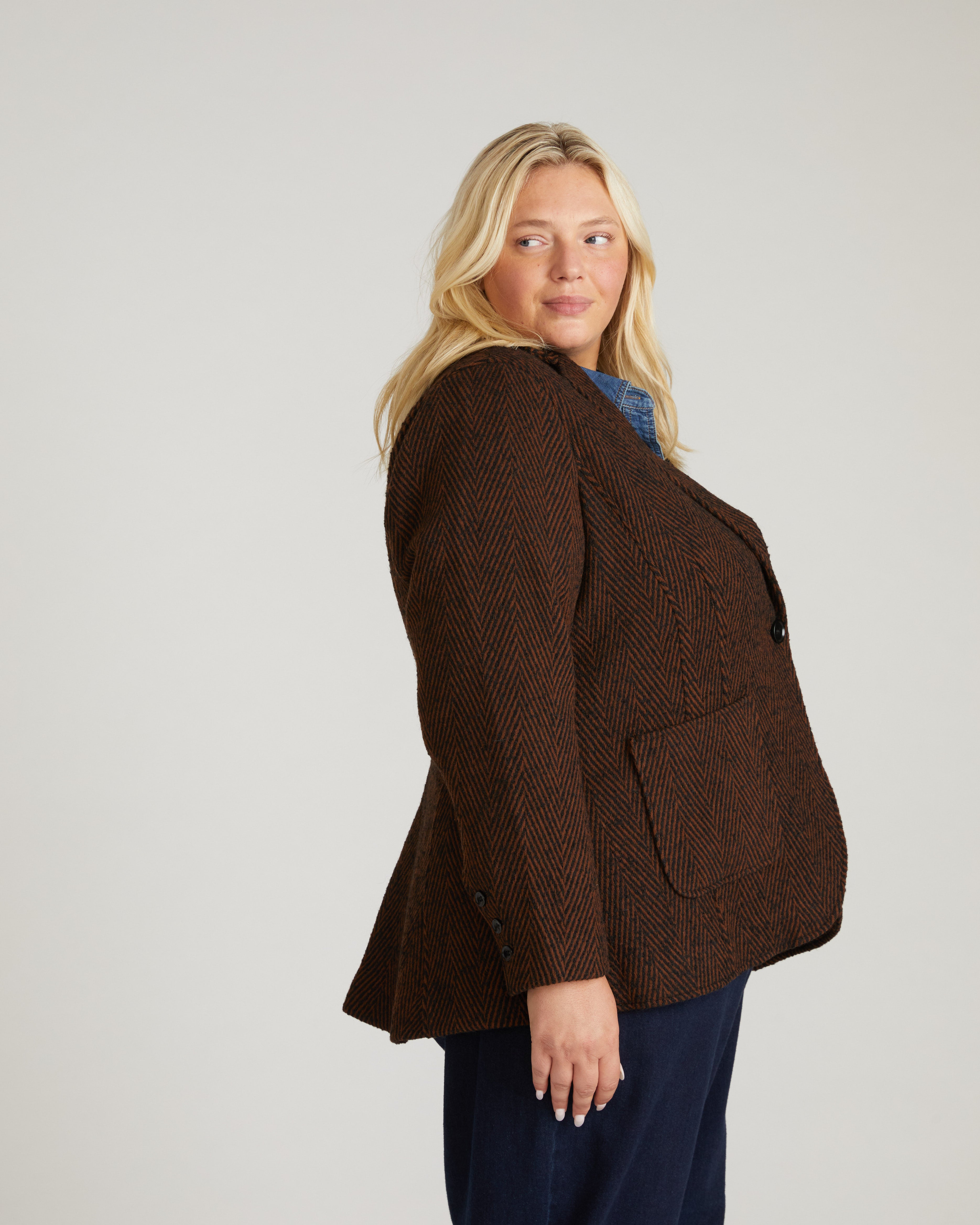 Kidjo Tailored Wool Jacket - Black/Brown Herringbone – Universal