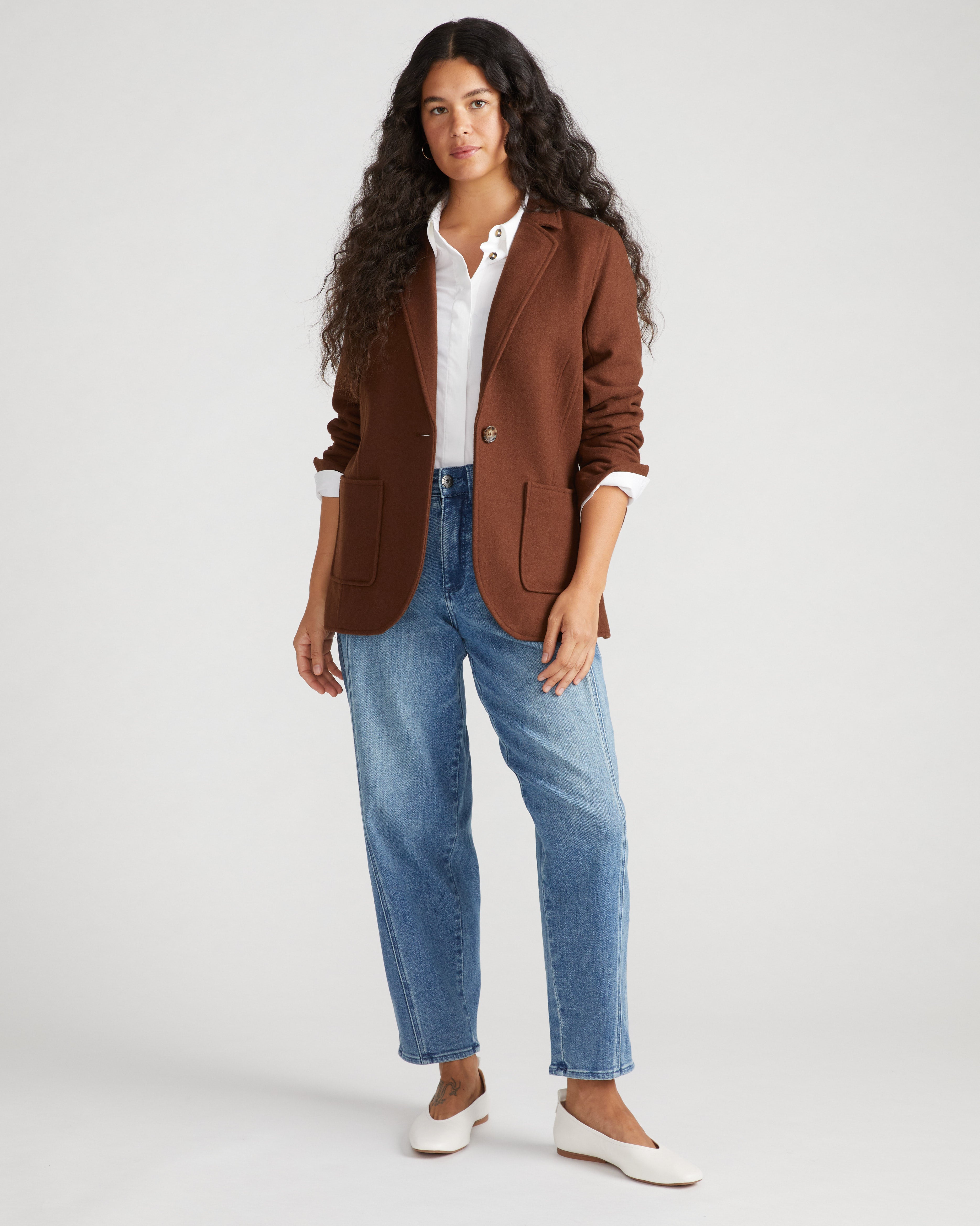 Kidjo Tailored Wool Jacket - Grizzly – Universal Standard