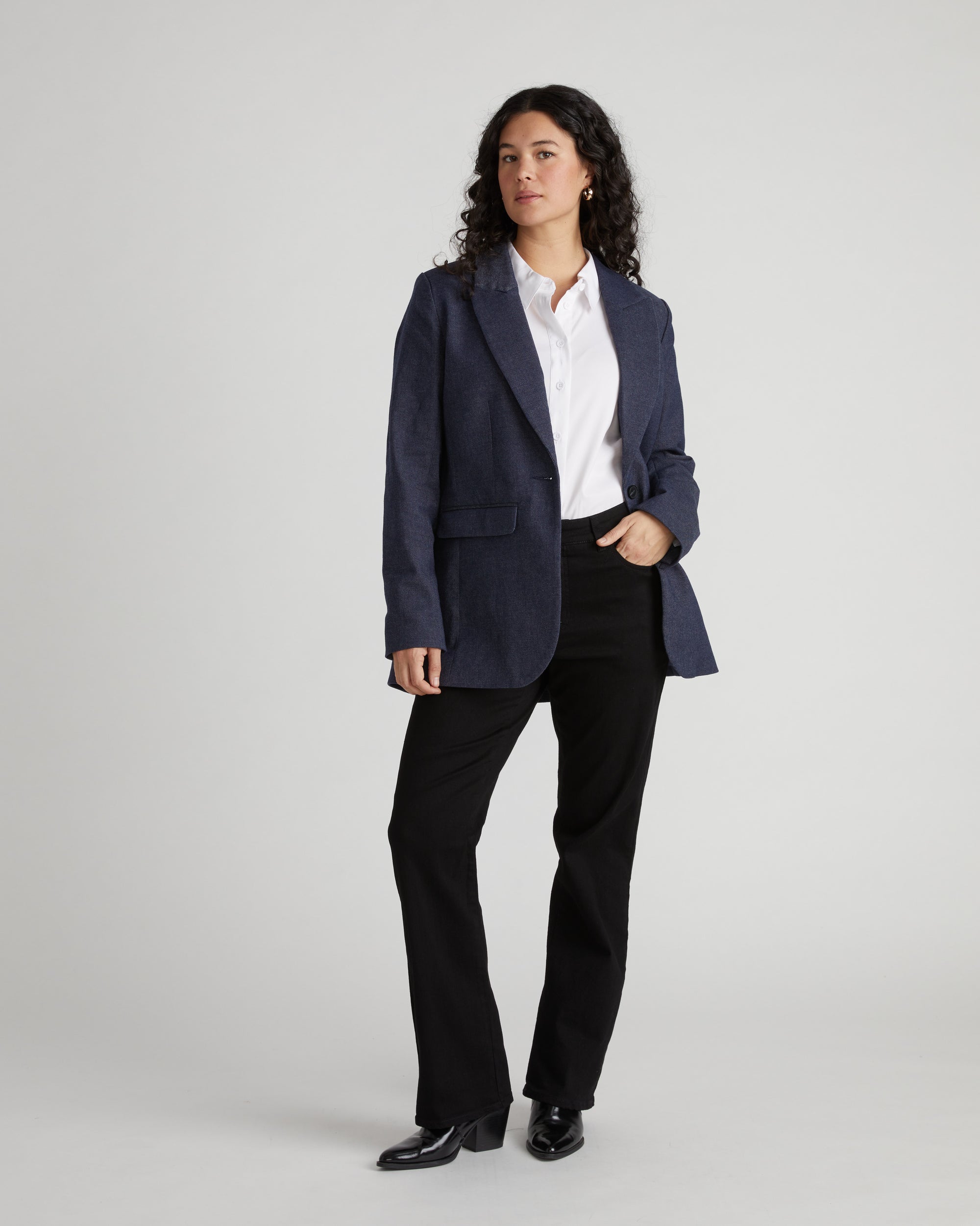 Percy Denim Look Blazer - Dark Indigo