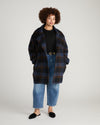 Marlo Cocoon Coat - Indigo Plaid