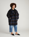 Marlo Cocoon Coat - Indigo Plaid