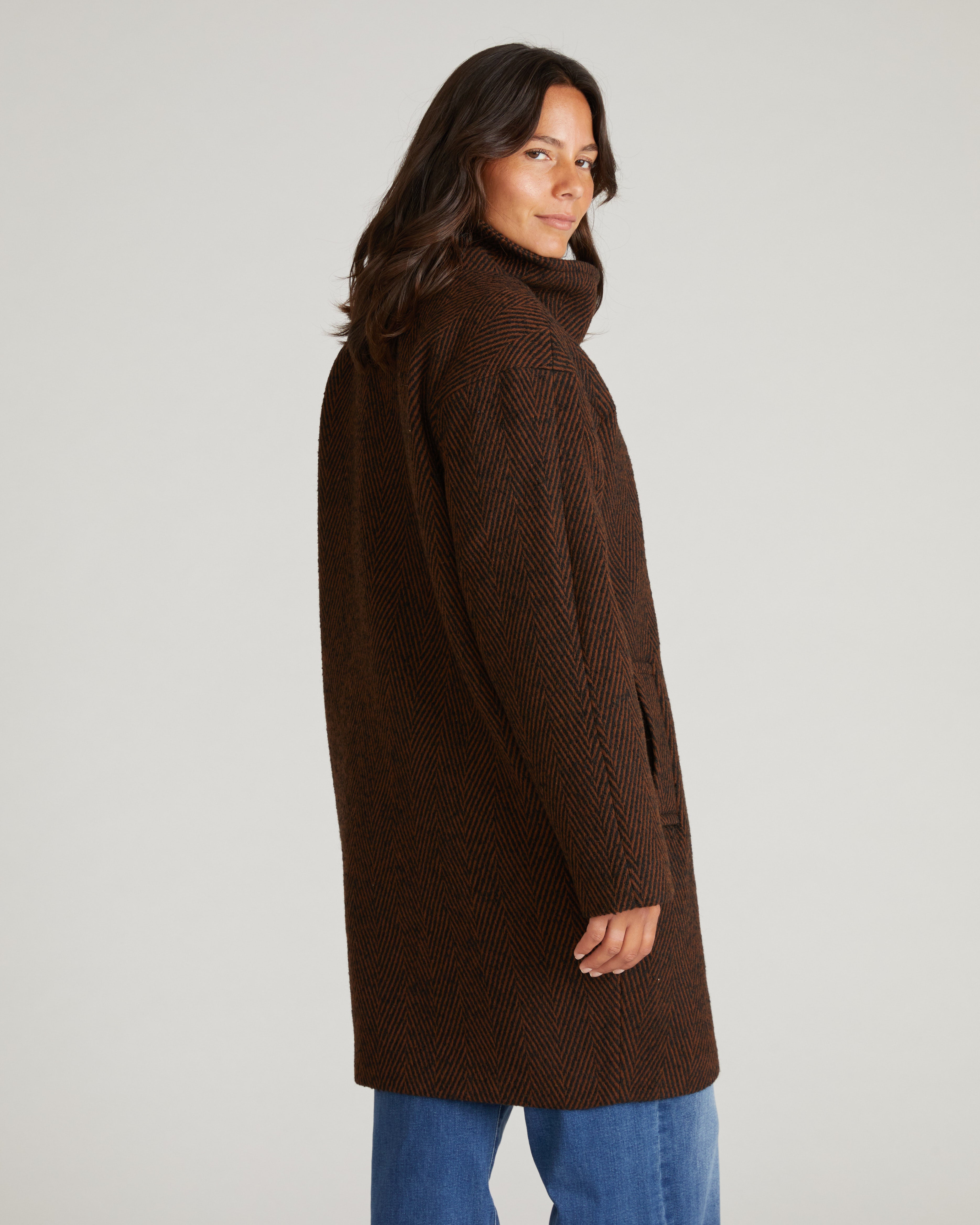 Marlo Cocoon Coat - Black/Brown Herringbone – Universal Standard