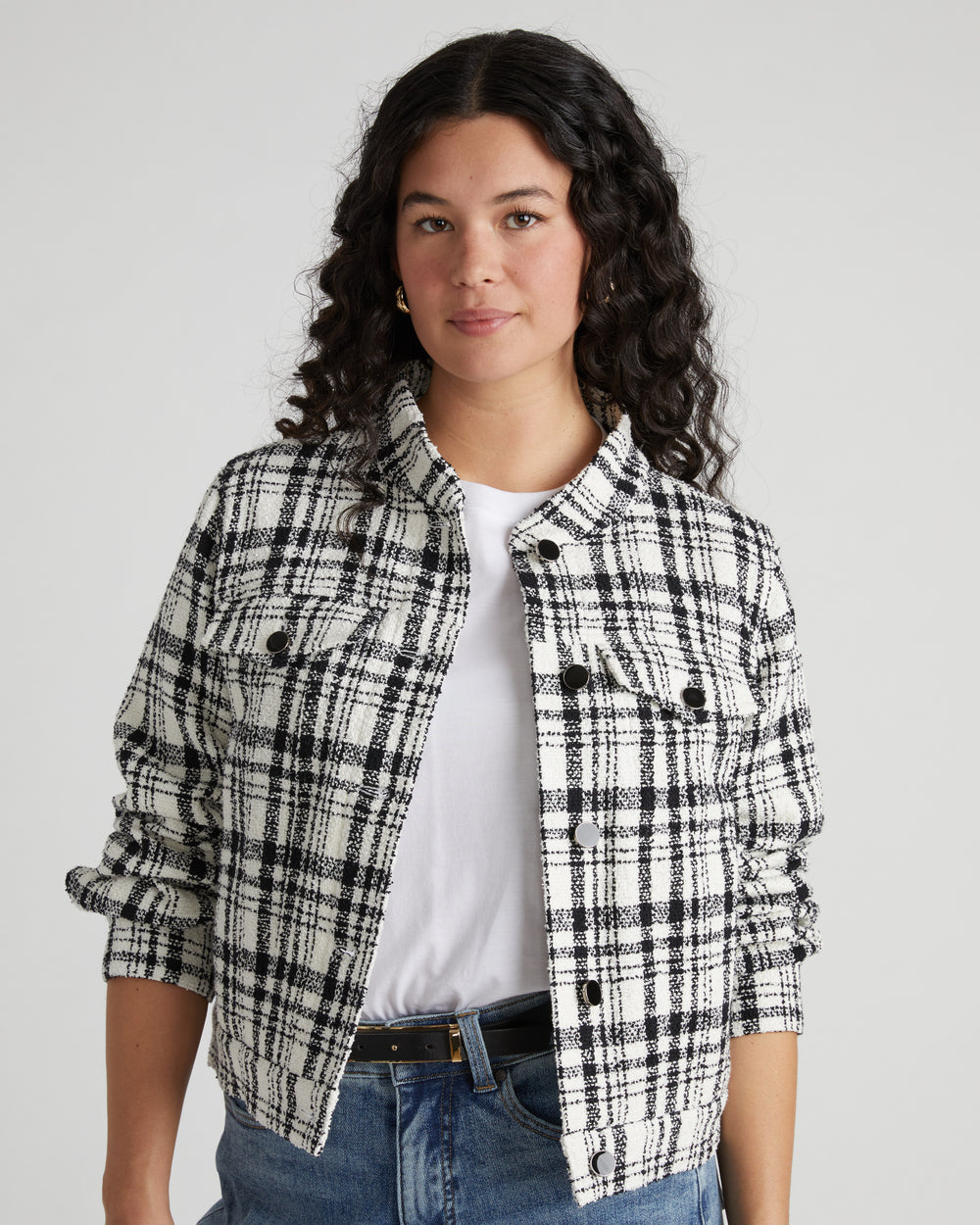 Tweed Lady Jacket - White/Black Plaid