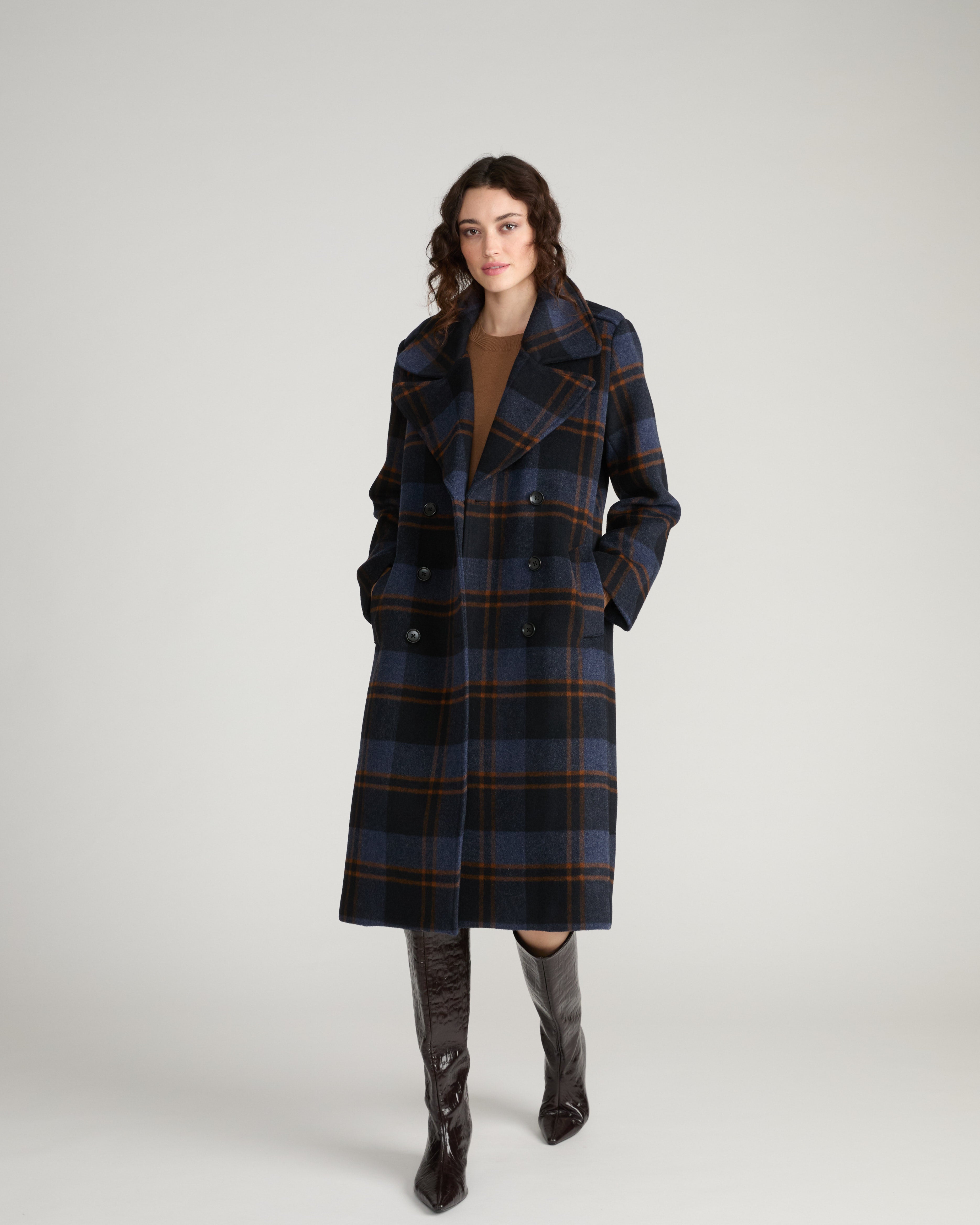 Callaghan Wool Blend Coat - Indigo Plaid – Universal Standard