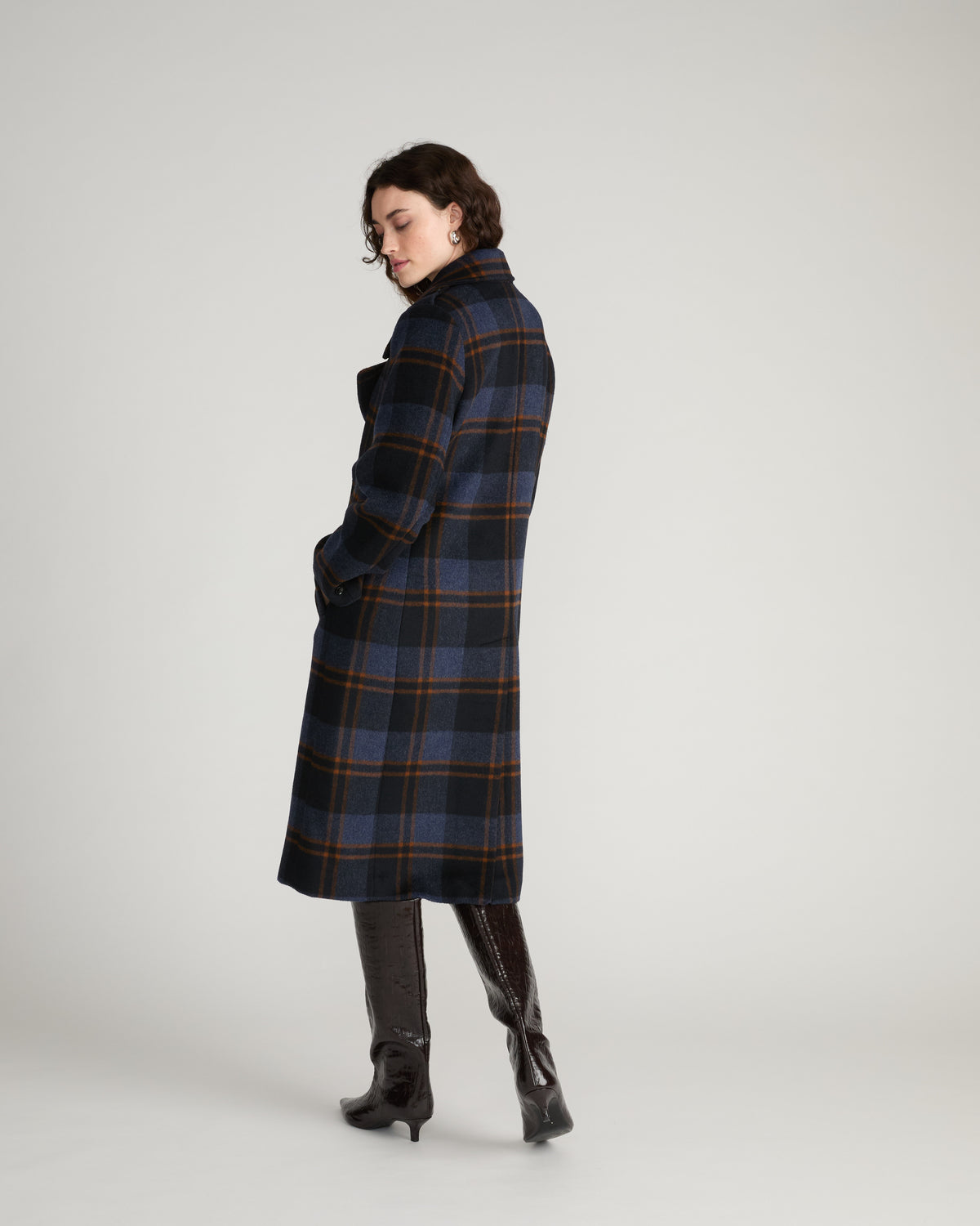 Callaghan Wool Blend Coat - Indigo Plaid