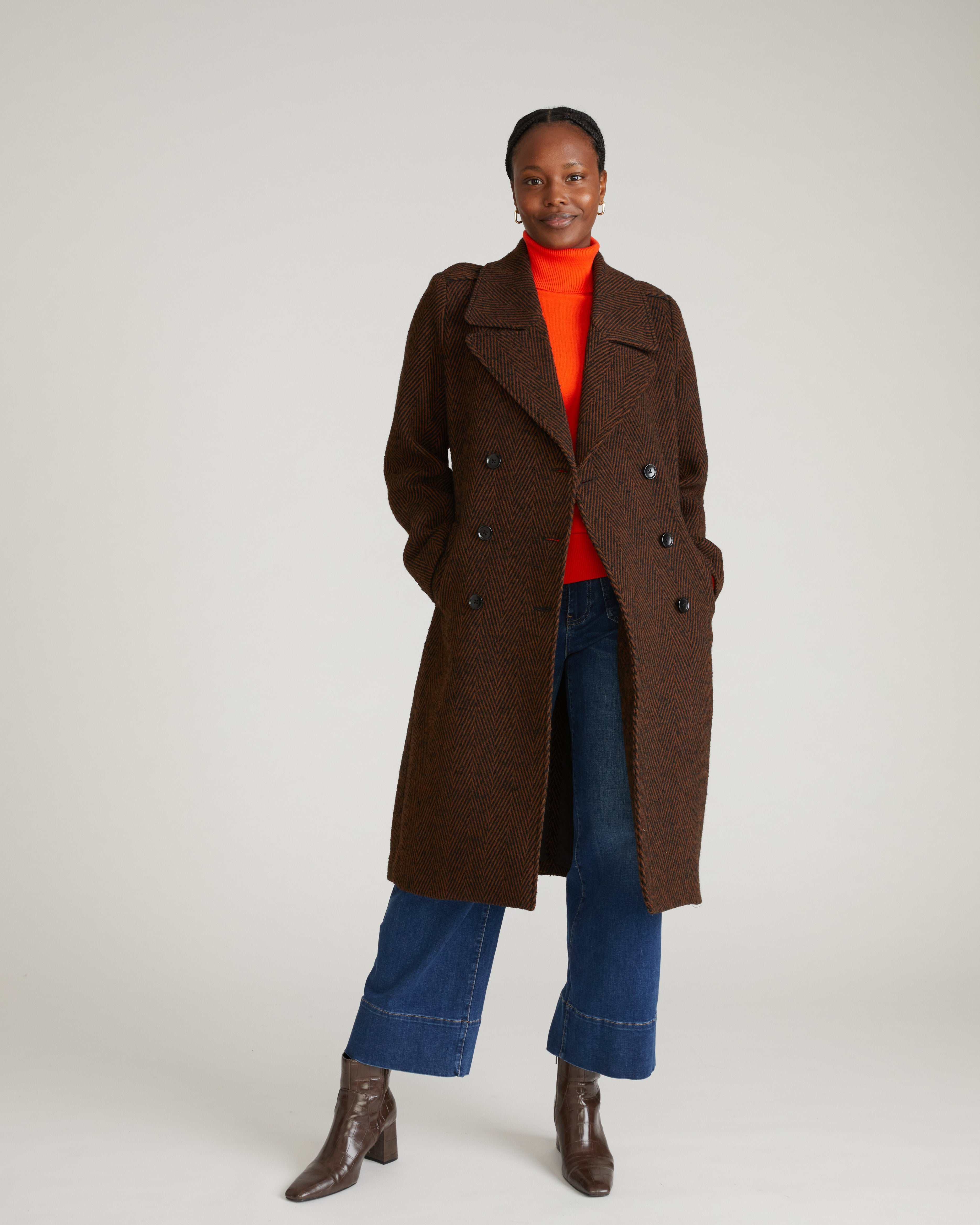 Callaghan Wool Blend Coat - Black/Brown Herringbone – Universal