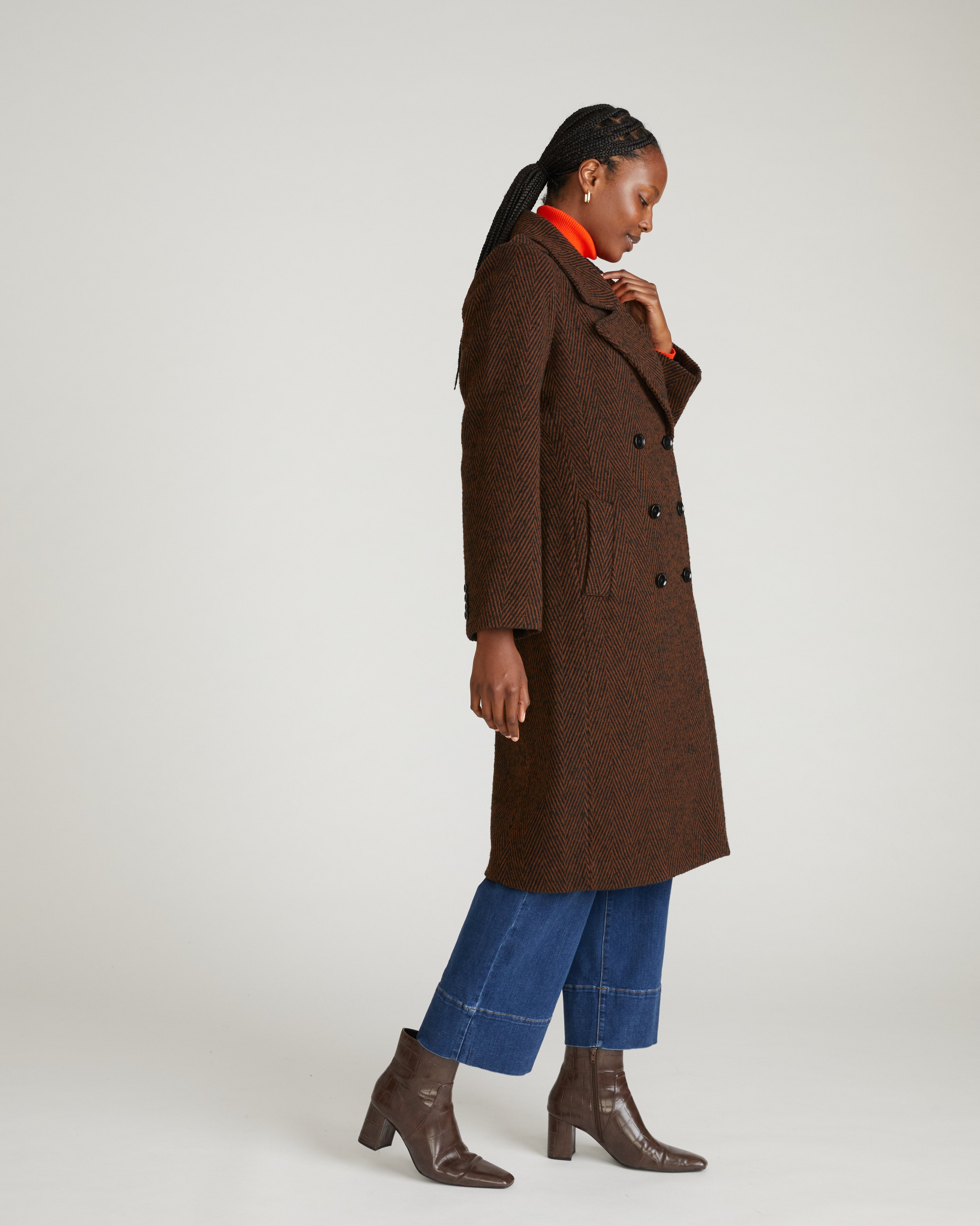 Callaghan Wool Blend Coat - Black/Brown Herringbone – Universal