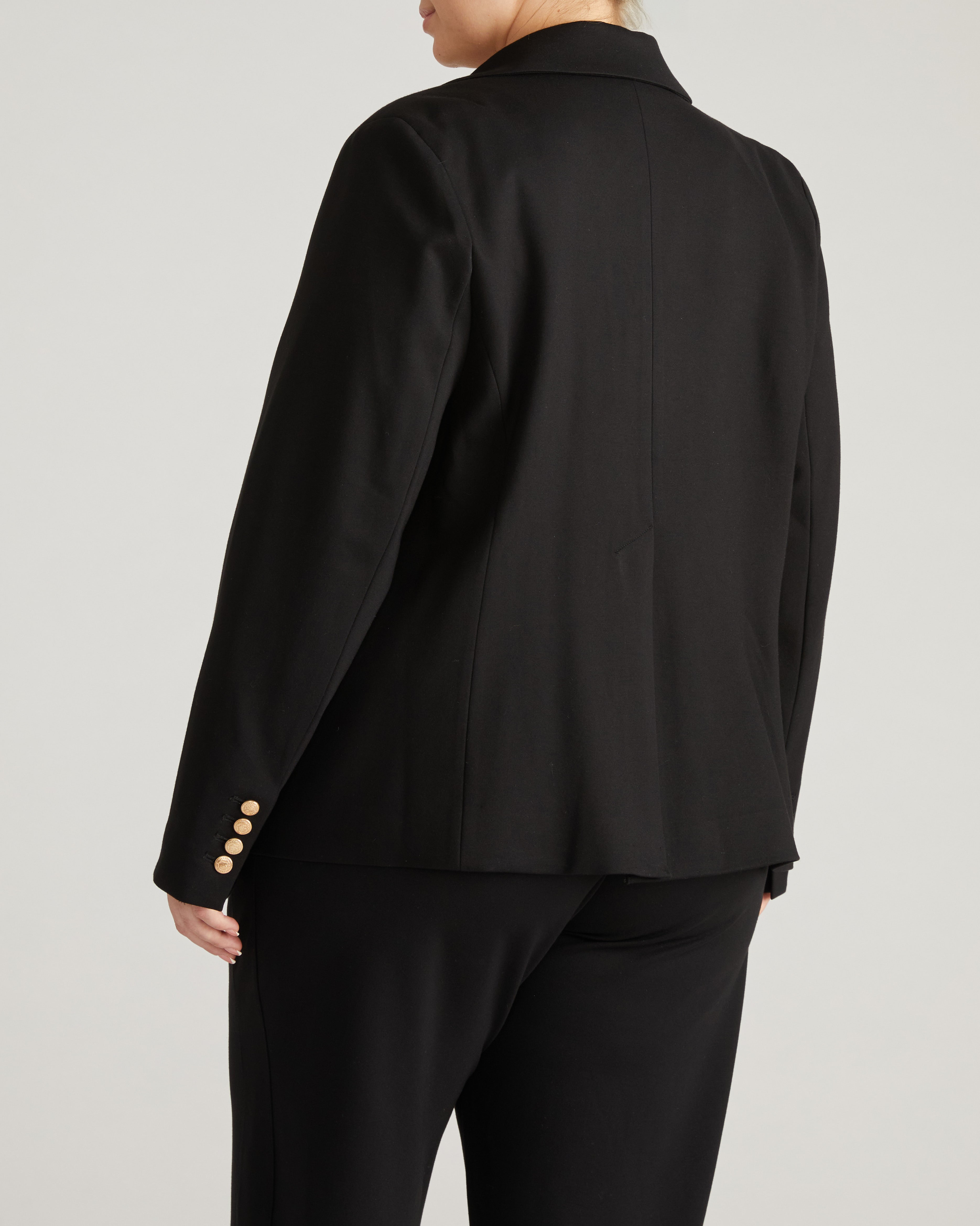 4 Pocket Ponte Blazer - Black with Gold Buttons – Universal Standard