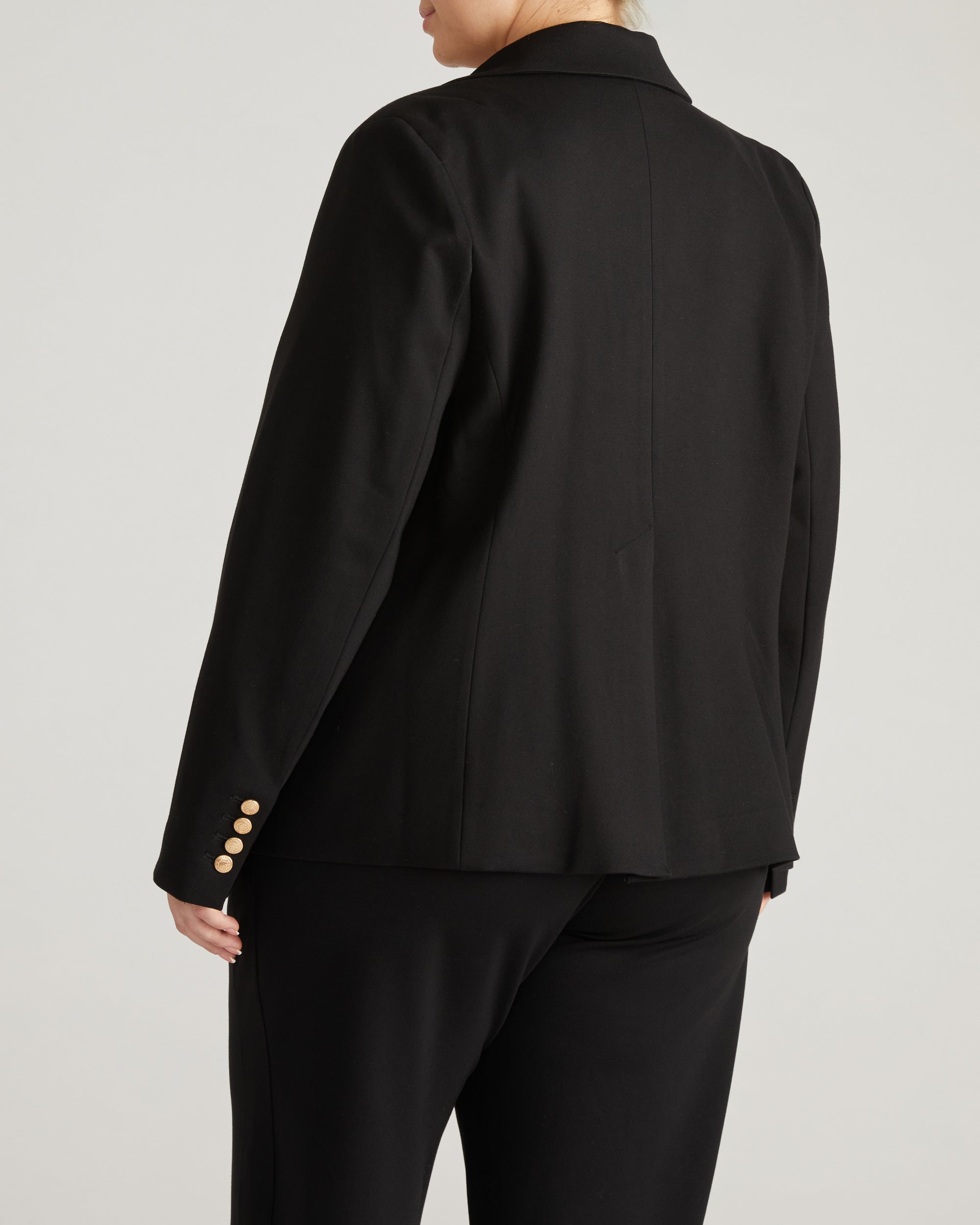 4 Pocket Ponte Blazer - Black with Gold Buttons