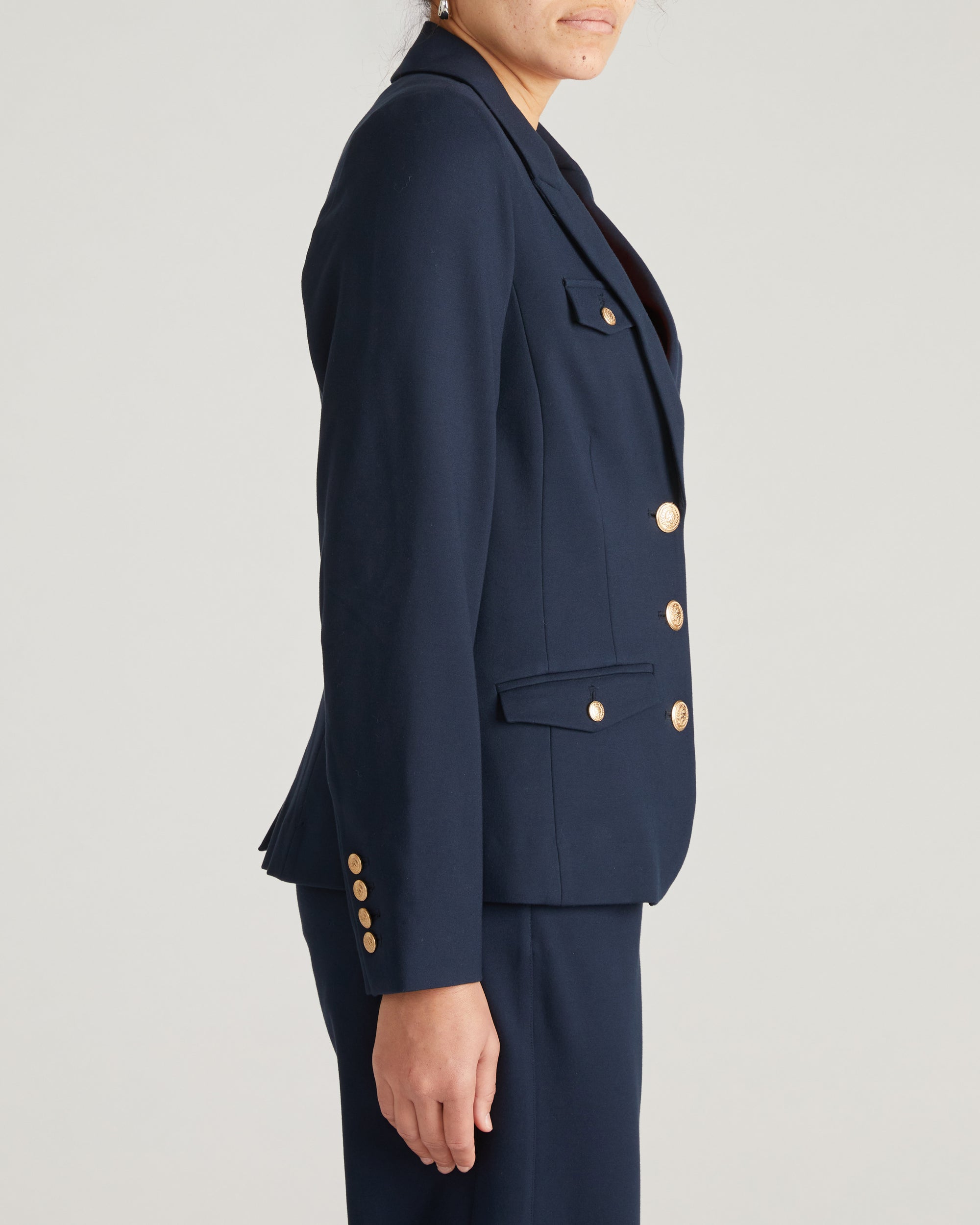 4 Pocket Ponte Blazer - Navy with Gold Buttons
