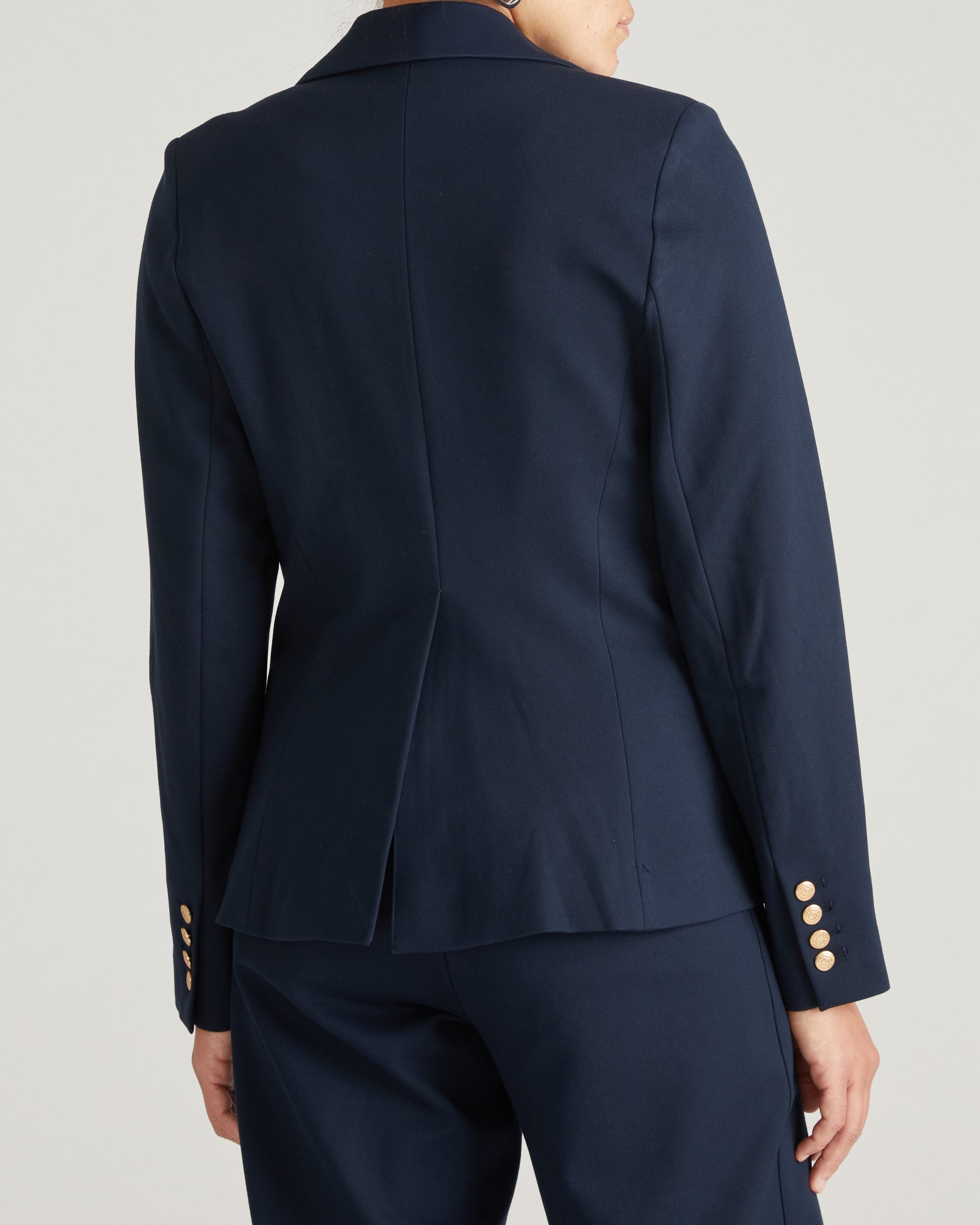 4 Pocket Ponte Blazer - Navy with Gold Buttons