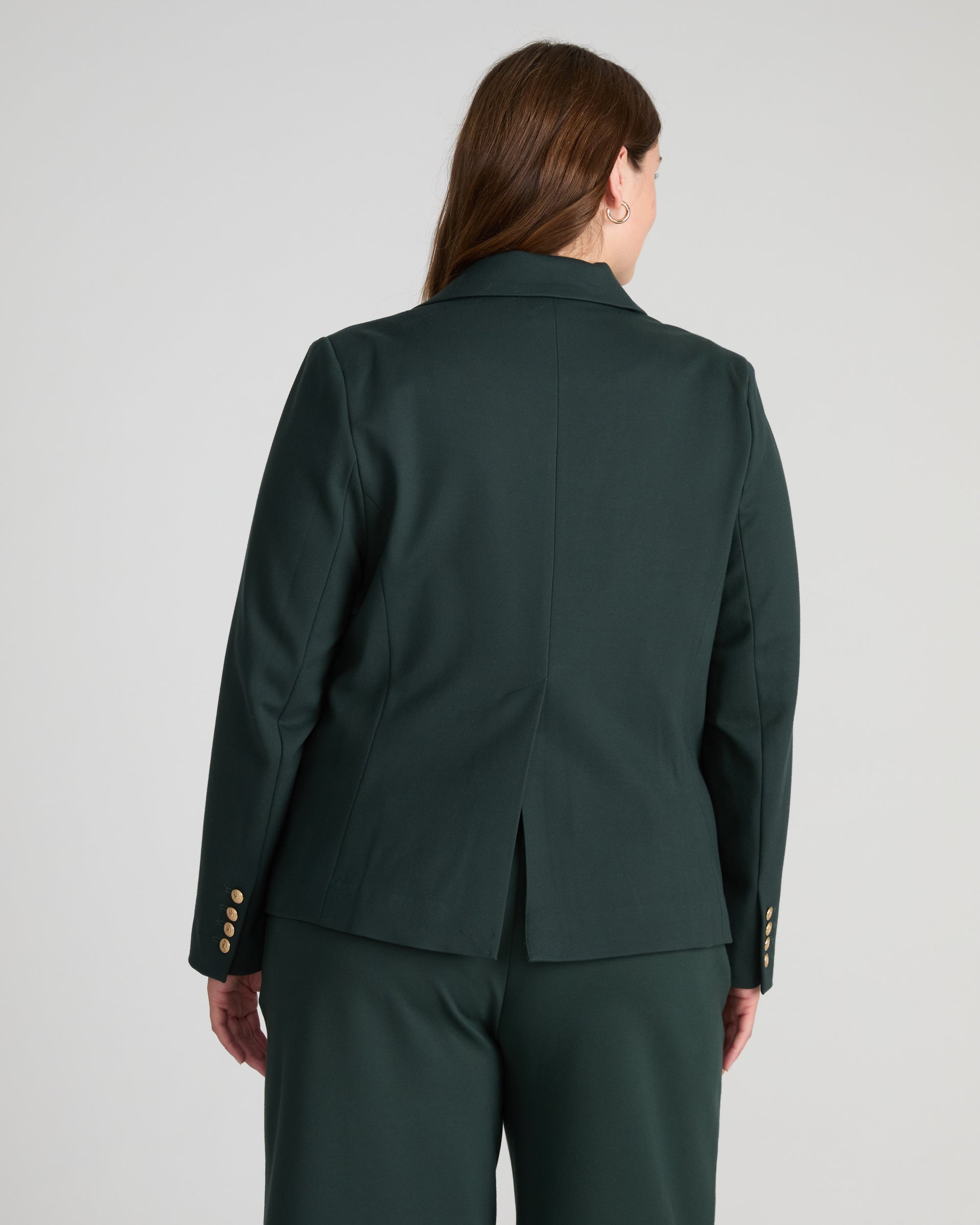 4 Pocket Ponte Blazer - Green Gemstone with Gold Buttons | Plus Size & Straight Size Women's Fashion | Universal Standard